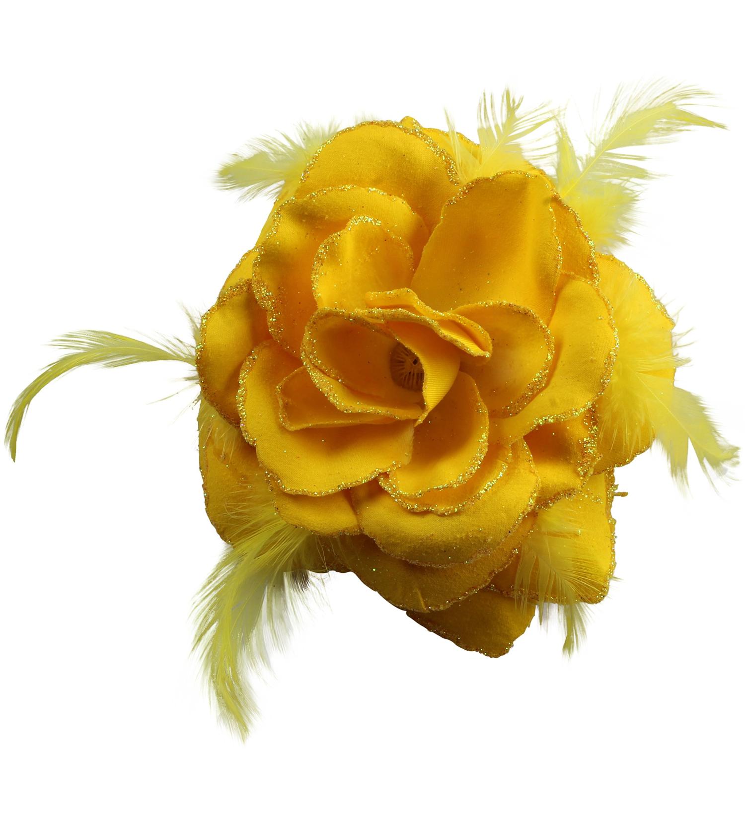 Yellow Rose Hair Clip Large Rose Fascinator Flower Hair Clip Yellow Hair Accessories Clips Elastic Wedding Hair Flower 1pc