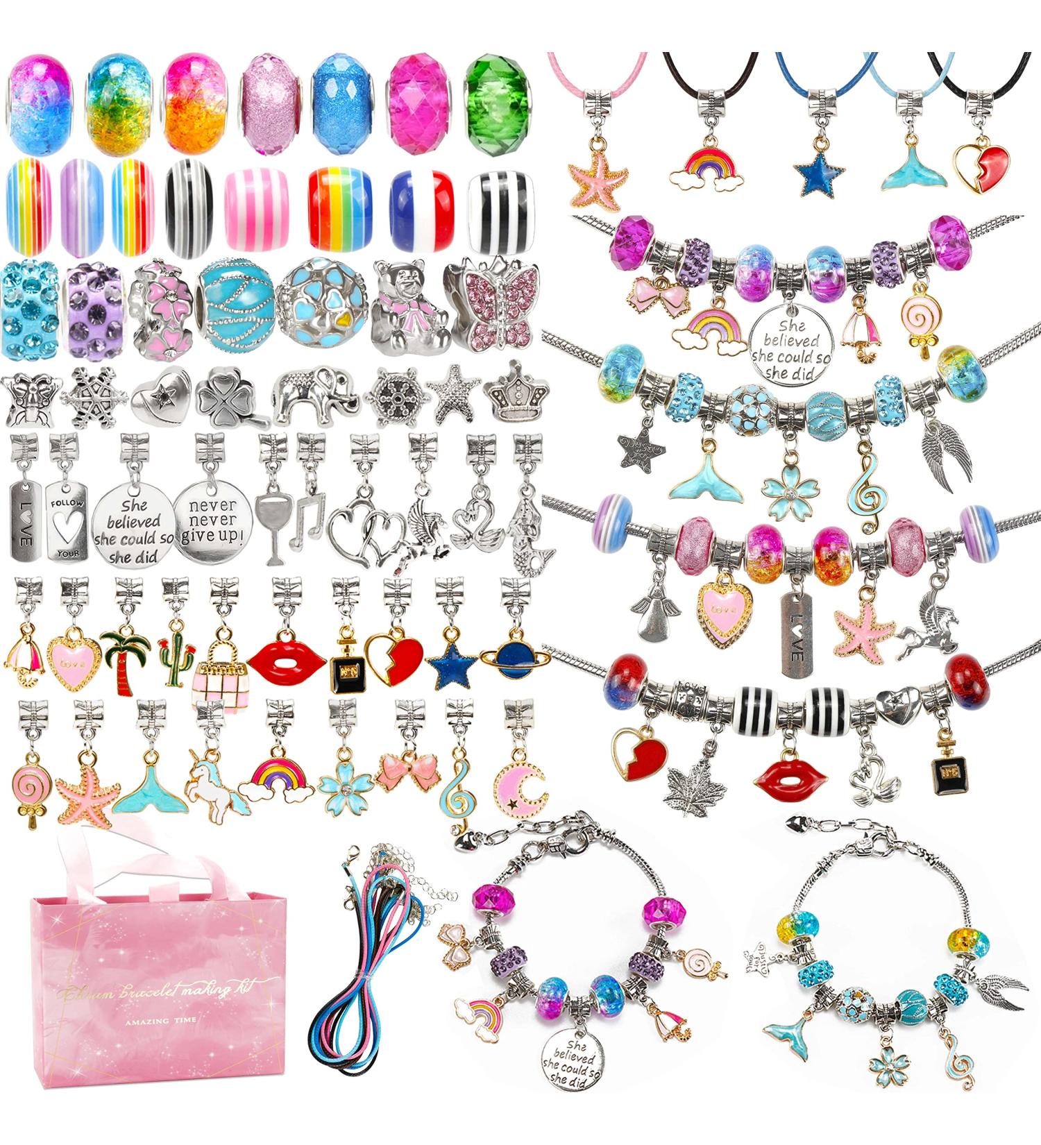 130 Piece DIY Charm Bracelet Kit for Girls 8-12 - Jewelry Beads & Snake Chains - Unicorn Mermaid Gifts - Christmas Stocking Stuffer - Buy Online on GoSupps.com