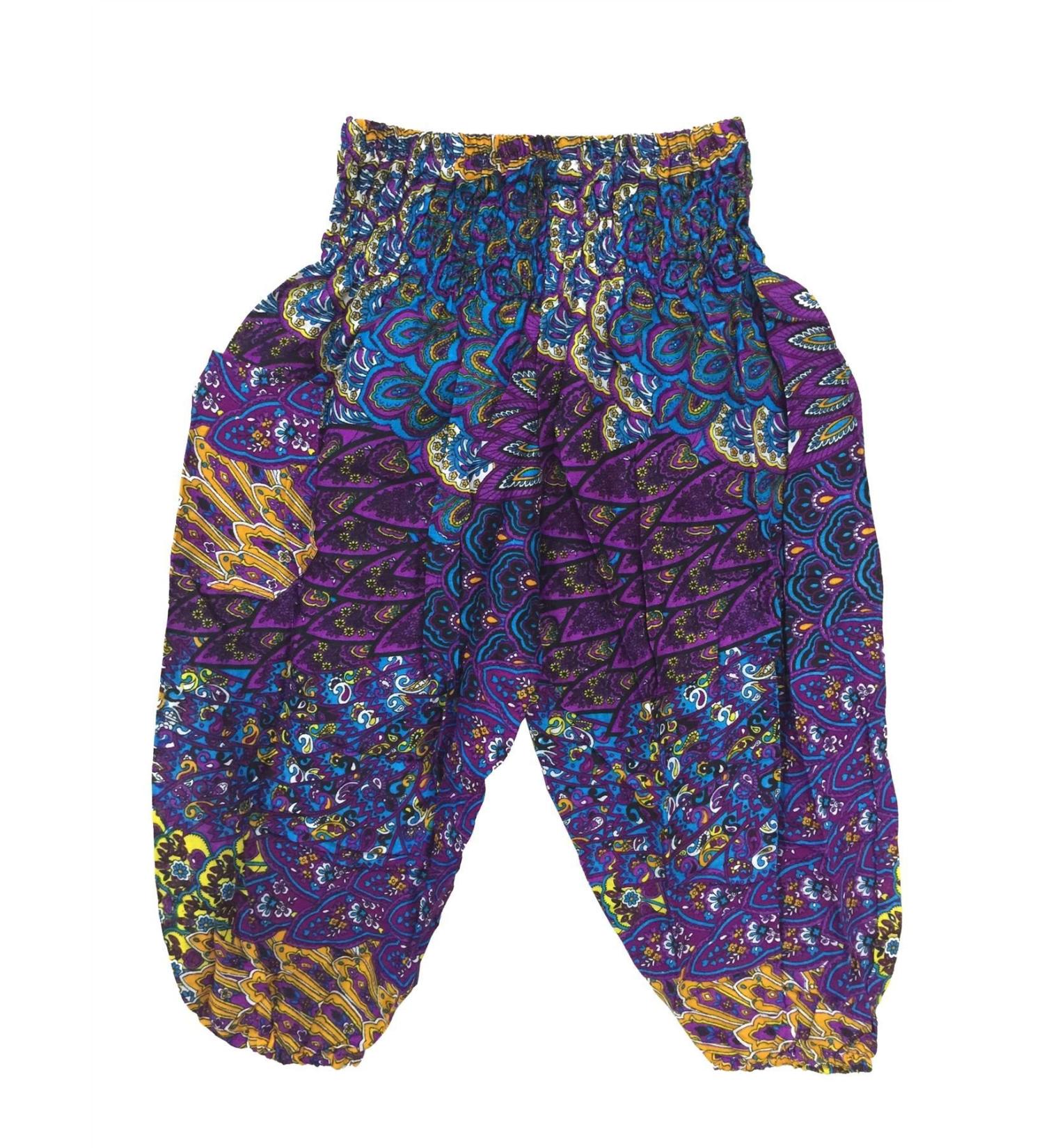 Lofbaz Children Hippy Thai Harem Aladdin Pirate Pants 5-6 Years - Peacock Purple - Buy Online on GoSupps.com