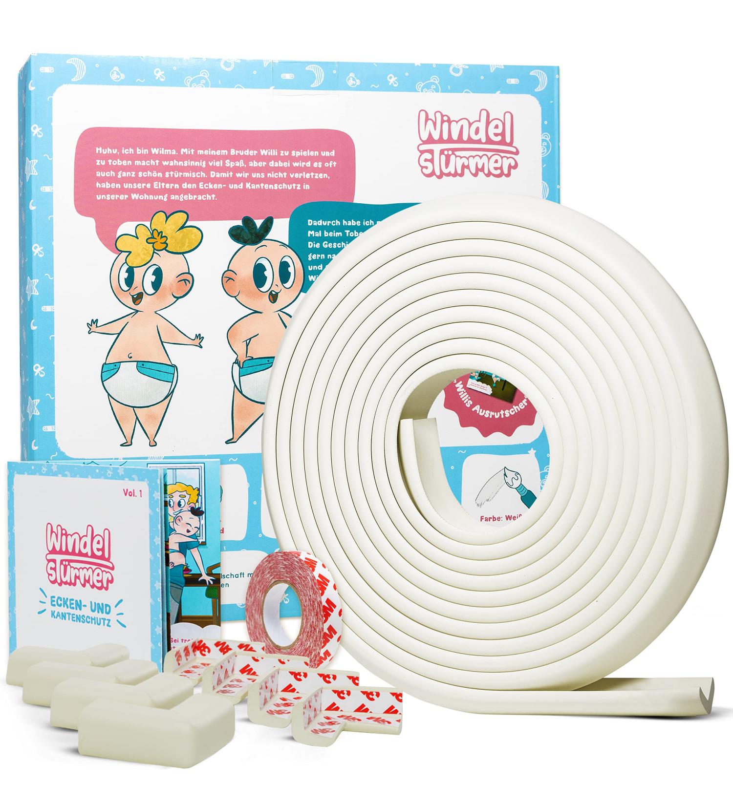 Diaper Striker Edge Protection for Babies - 6m Edge Guard with 8 Pre-Glued Corners & 13m Strong Tape - Universal Fit for All Surfaces (White) - Buy Online on GoSupps.com