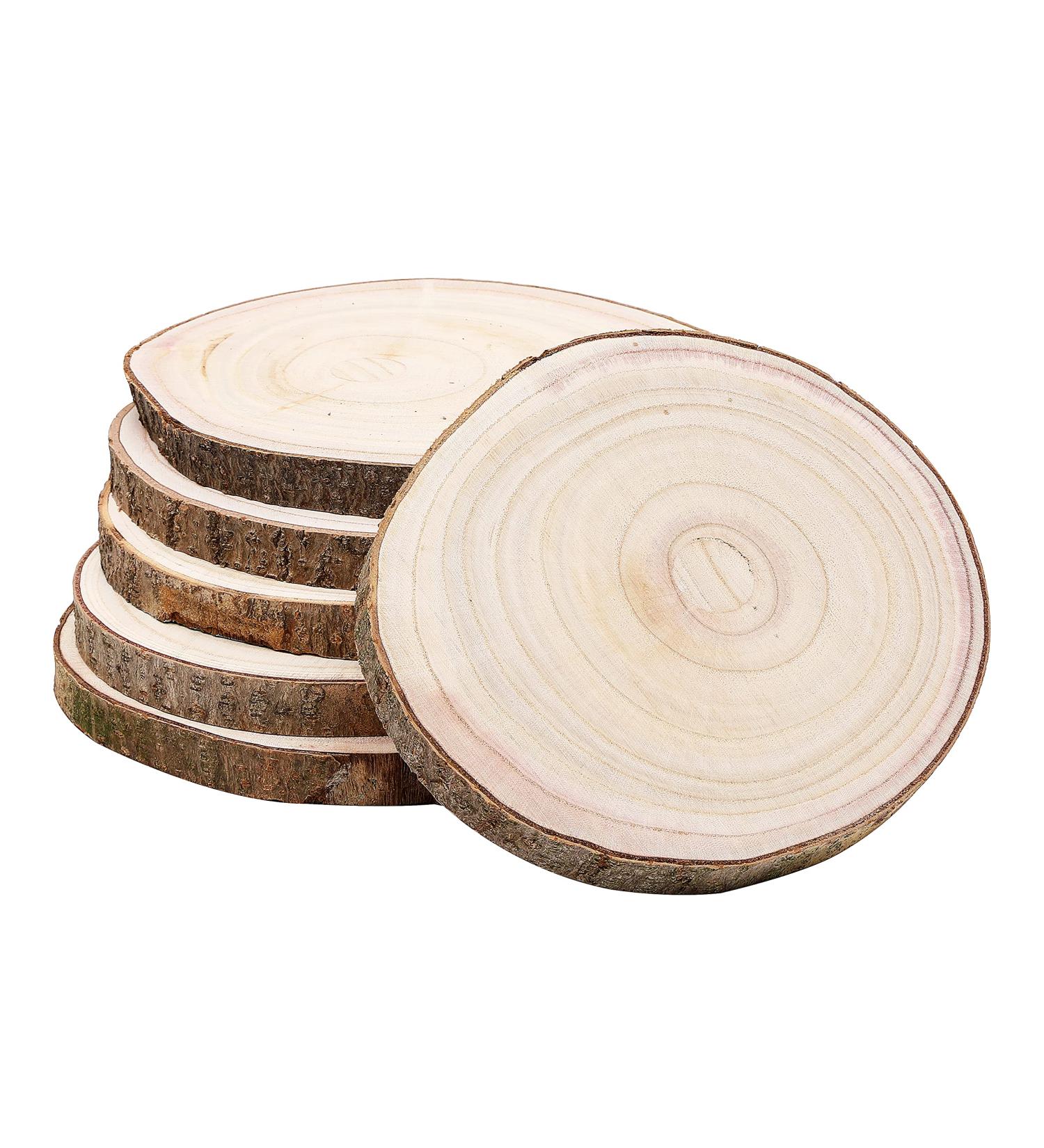 Foracks Natural Wood Slices 8-9 Inches - 6 Pack DIY Crafts Kit Circles | Unfinished Wood Ornaments Discs - 6 Pieces - Buy Online on GoSupps.com