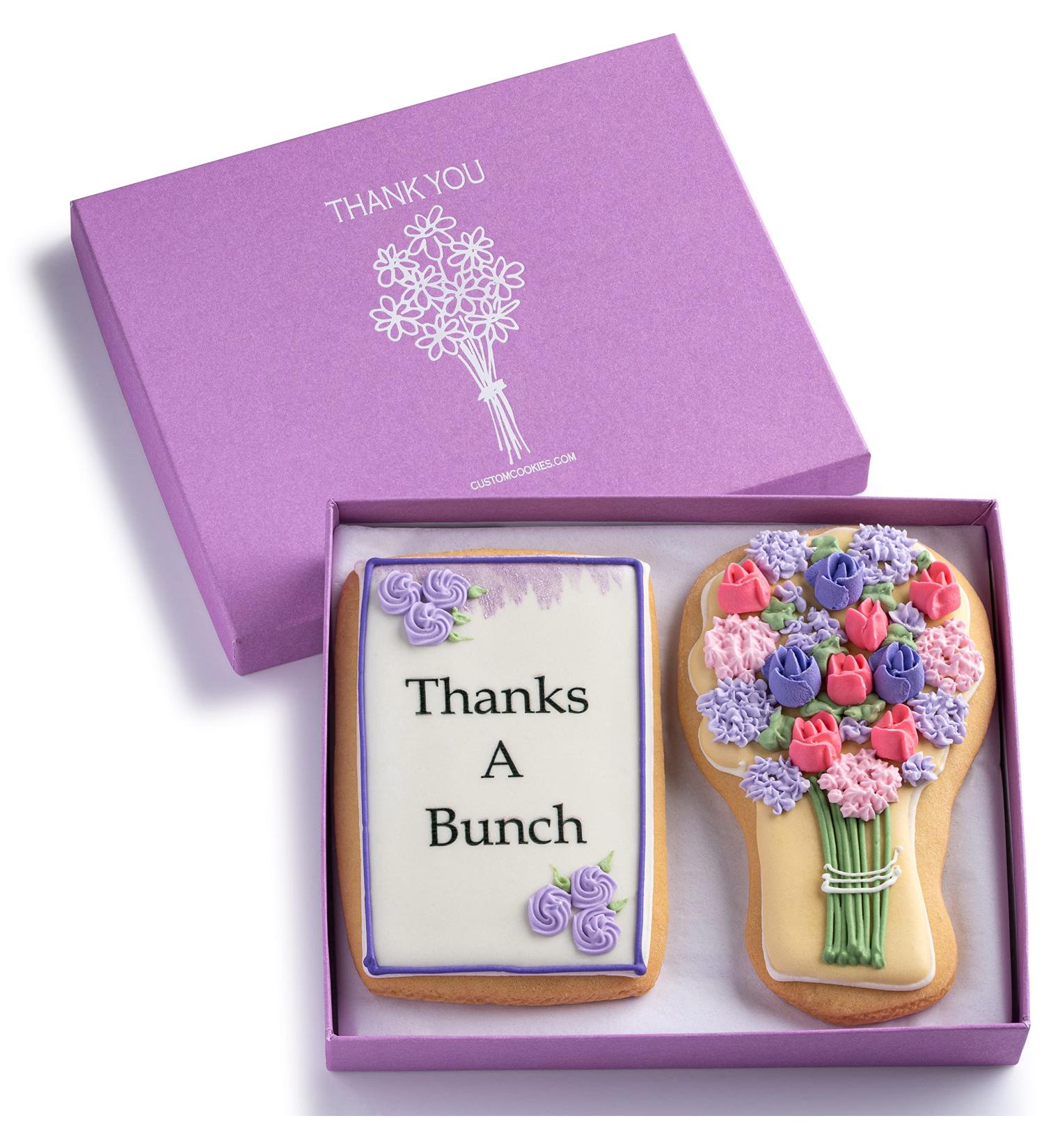 Gourmet Floral Thank You Cookie Gift Basket | Hand-Decorated Vanilla Sugar Cookies | Kosher Bakery Care Package | Prime Delivery - Buy Online on GoSupps.com