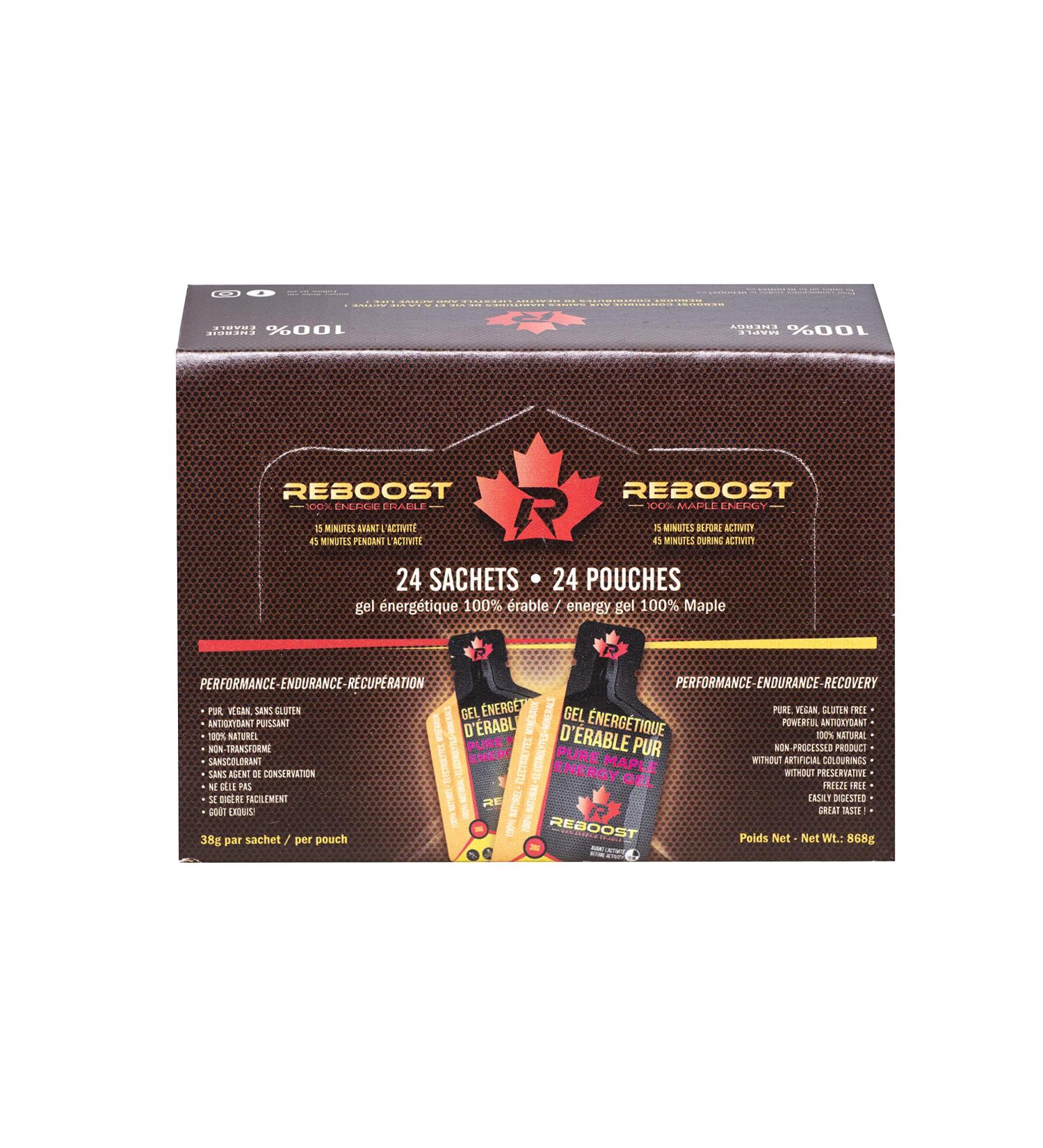 Reboost 100% Maple Energy Gel Box of 24 pcs