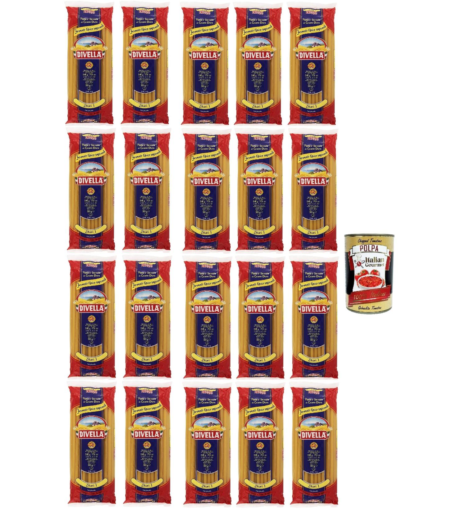  Italian Gourmet E.R. Divella Zitoni No. 1 Hard Wheat Semolina Pasta 500 g + Gourmet Polpa di Pomodoro Italian Box 400 g - Buy Online on GoSupps.com