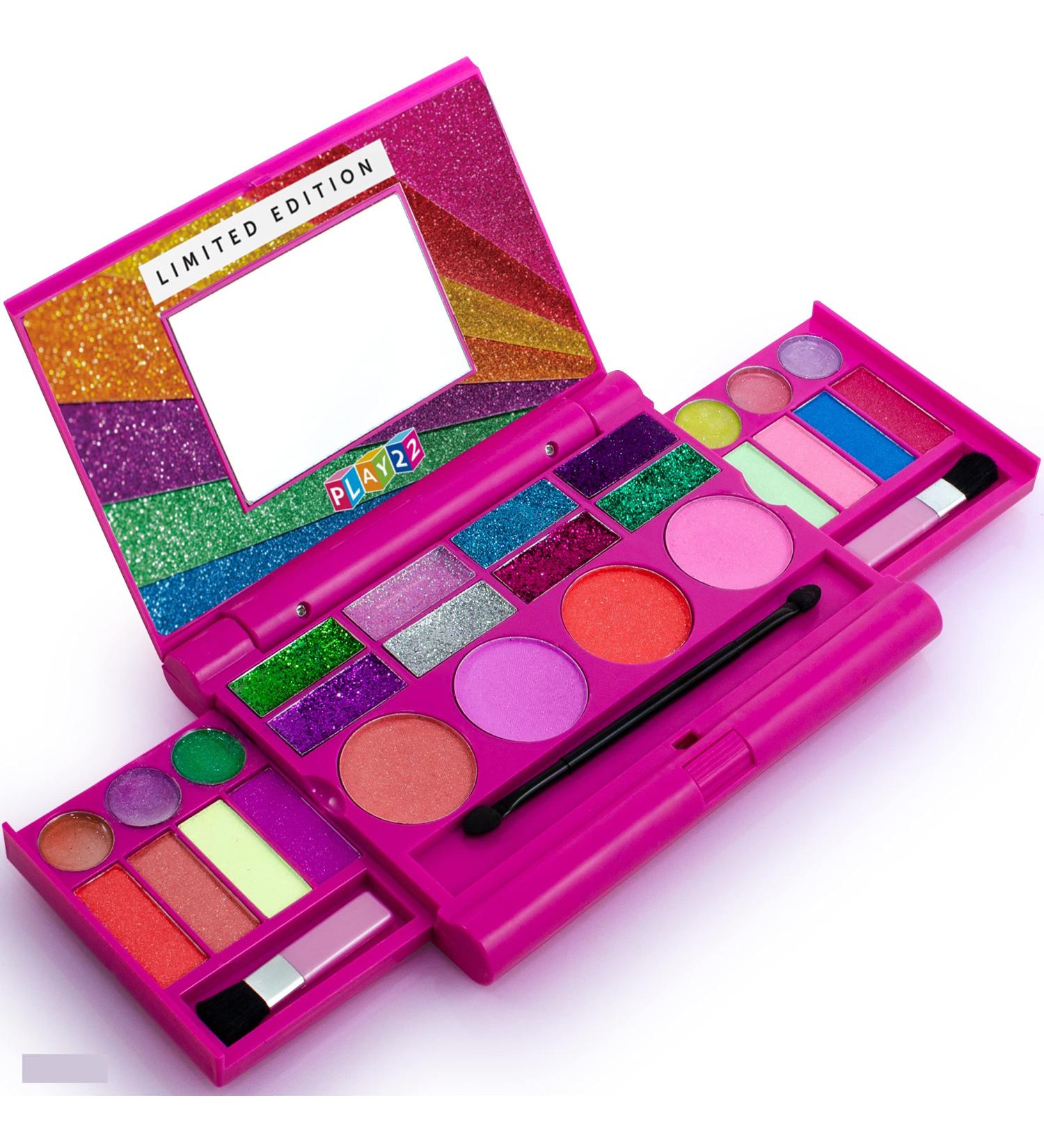 Kids Makeup Palette for Girls - Washable Princess Makeup Set with Blushes, Eyeshadows, Lip Glosses, Glitter Glaze, Mirror, and Brushes - Ideal Gift for Young Princesses - Buy Online on GoSupps.com