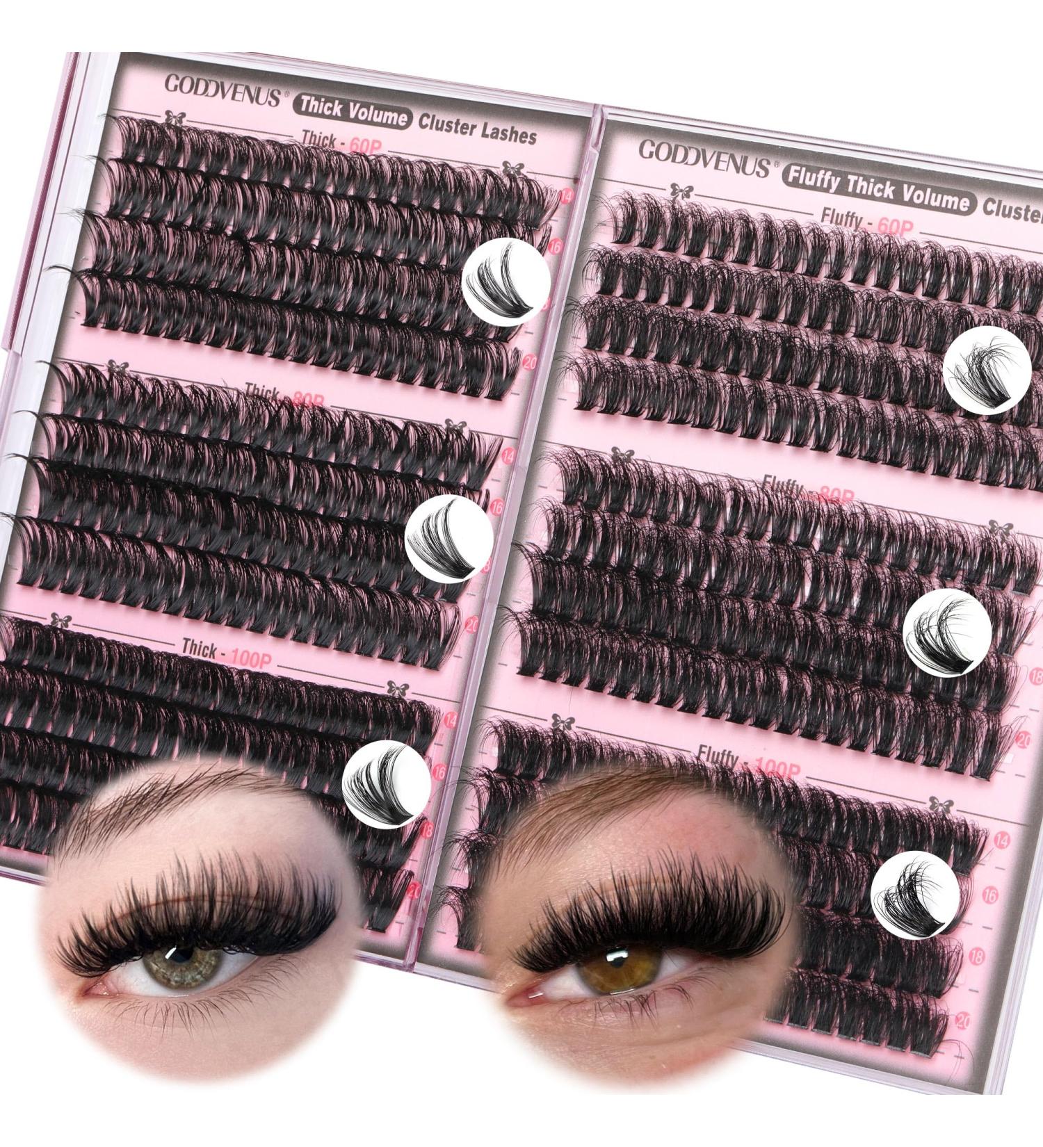 Goddvenus Lash Clusters - 480pcs Mixed Styles 14-20mm | Fluffy Wispy D Curl Faux Mink Eyelash Extensions | Waterproof DIY Volume Lashes - Buy Online on GoSupps.com