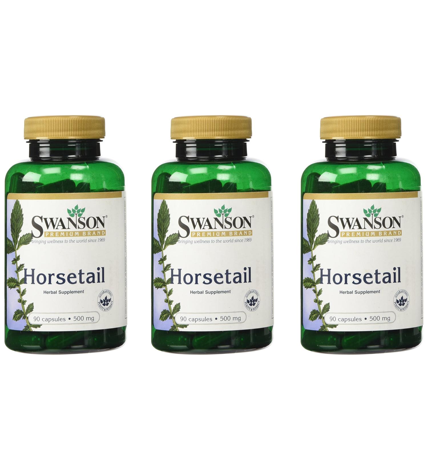 Horsetail Natural Silica Capsules 500mg - Pack of 3 (90 Caps) | Pure Herbal Supplement - Buy Online on GoSupps.com