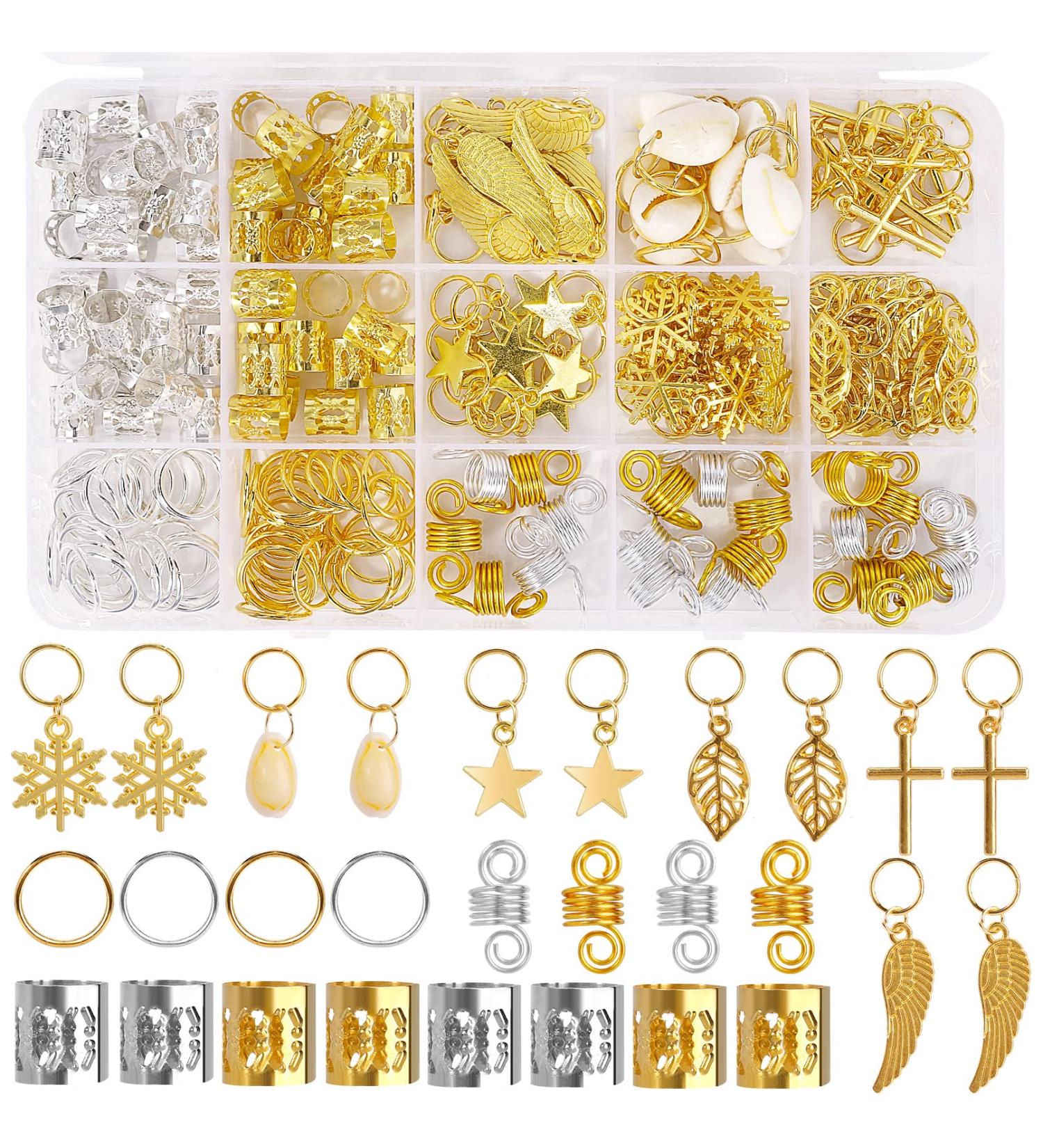 200 PCS Loc Hair Jewelry: Braids & Dreadlock Accessories - Aluminum Beads, Metal Cuffs, Rings, Clips, Coils, Shells - Hair Charms for Women - Buy Online on GoSupps.com