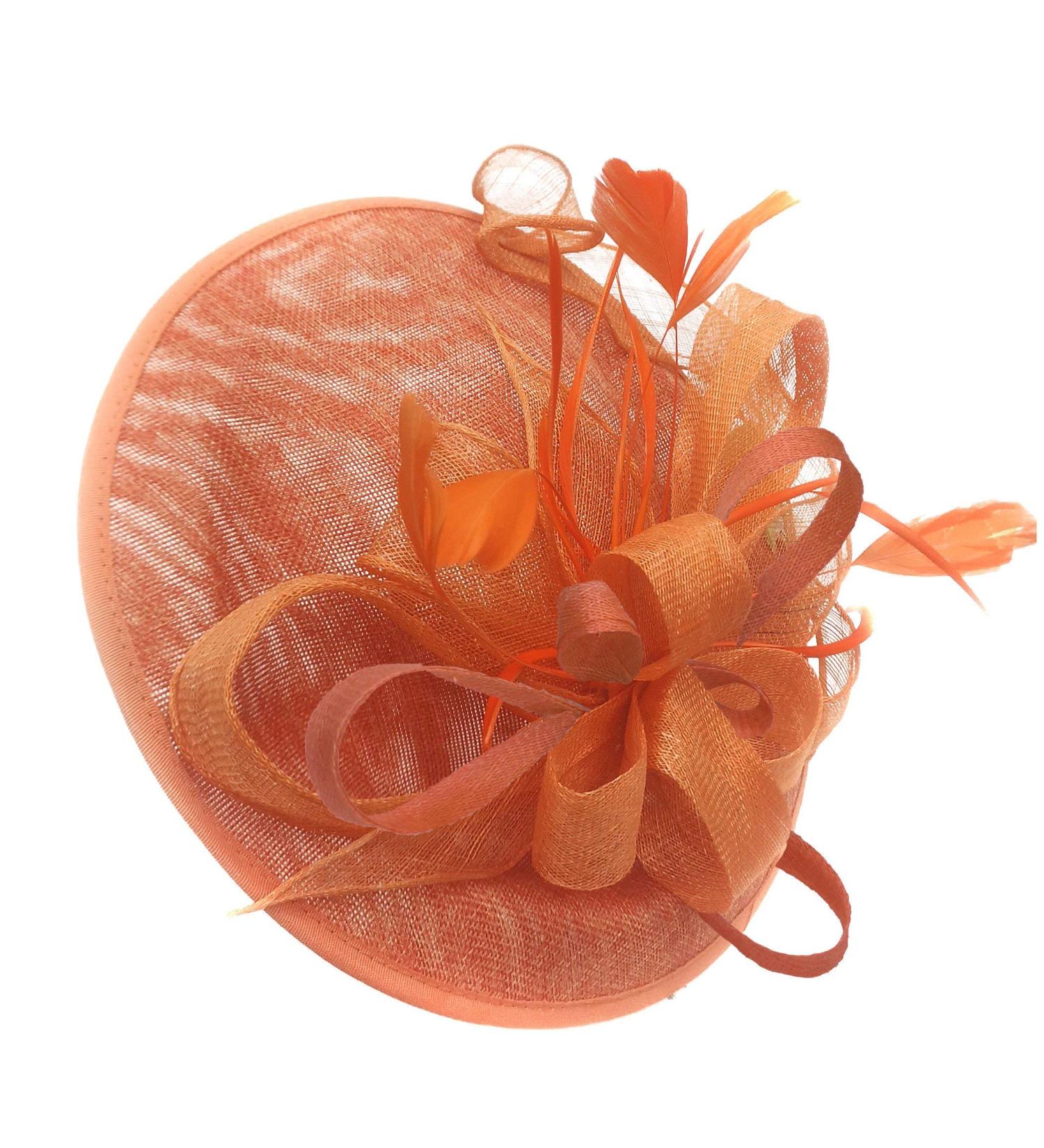 Womens Sinamay Fascinator Hat - Orange Wedding Headband for Elegant Occasions | Shop Internationally - Buy Online on GoSupps.com