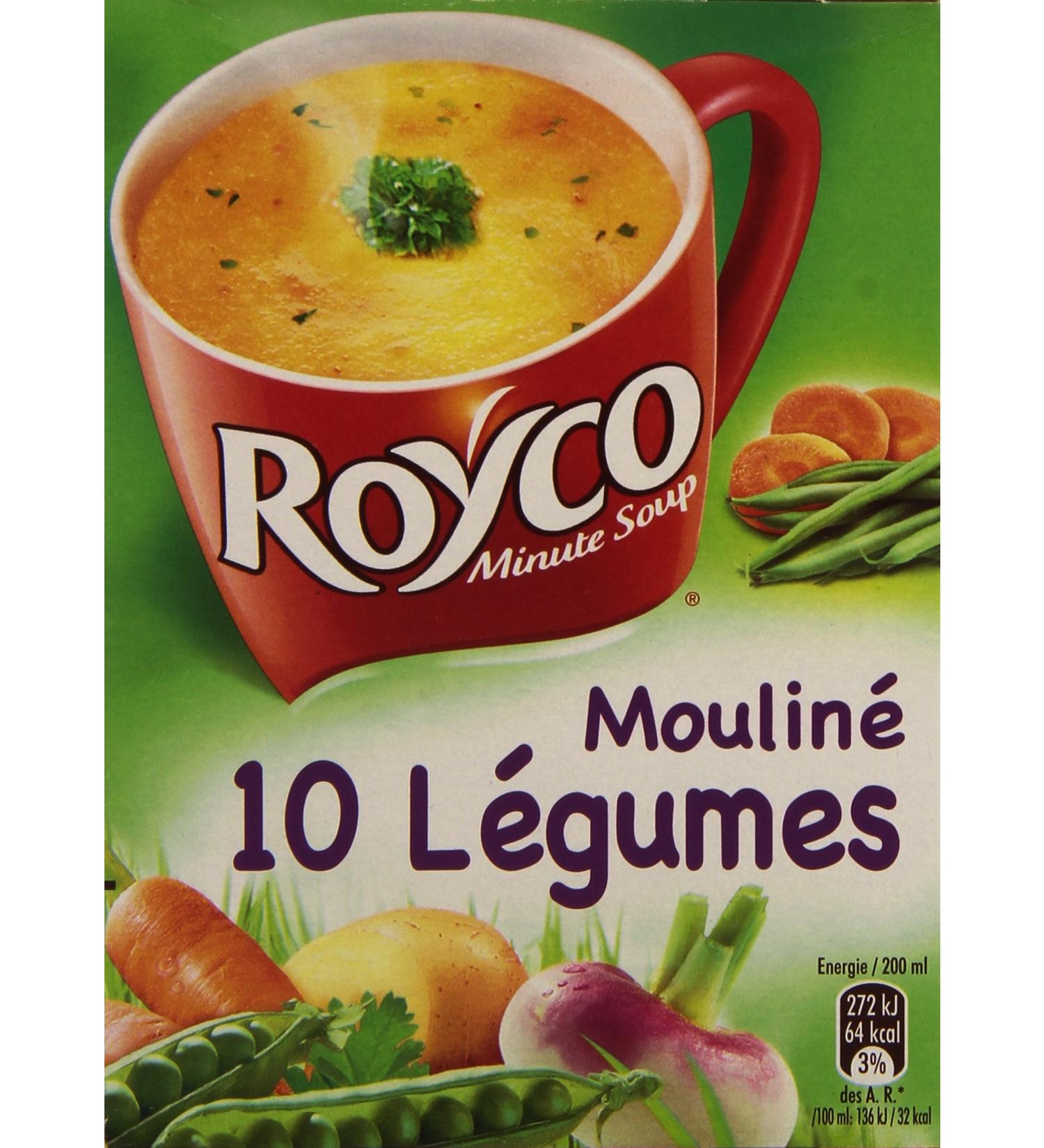 Royco Minute soup Dehydrated soup Moulin 10 Vegetables 4 sachets of 20 cl - 64.4 g - Pack of 6 - Buy Online on GoSupps.com
