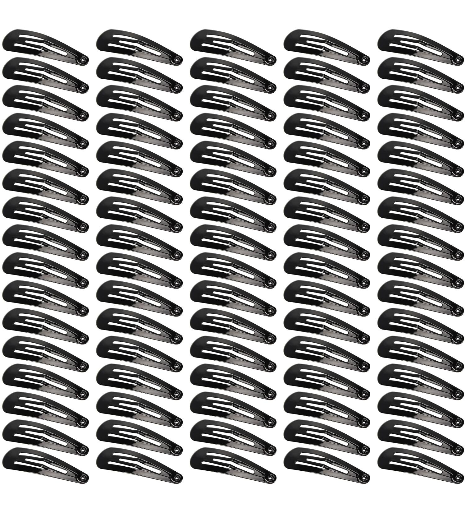 Beayuer 80 Pack Snap Hair Clips 2 Inch Metal Hair Accessories Barrettes for Girls Women Hair Styling (80 Pcs Black) 1 count (Pack of 80) Black - Buy Online on GoSupps.com