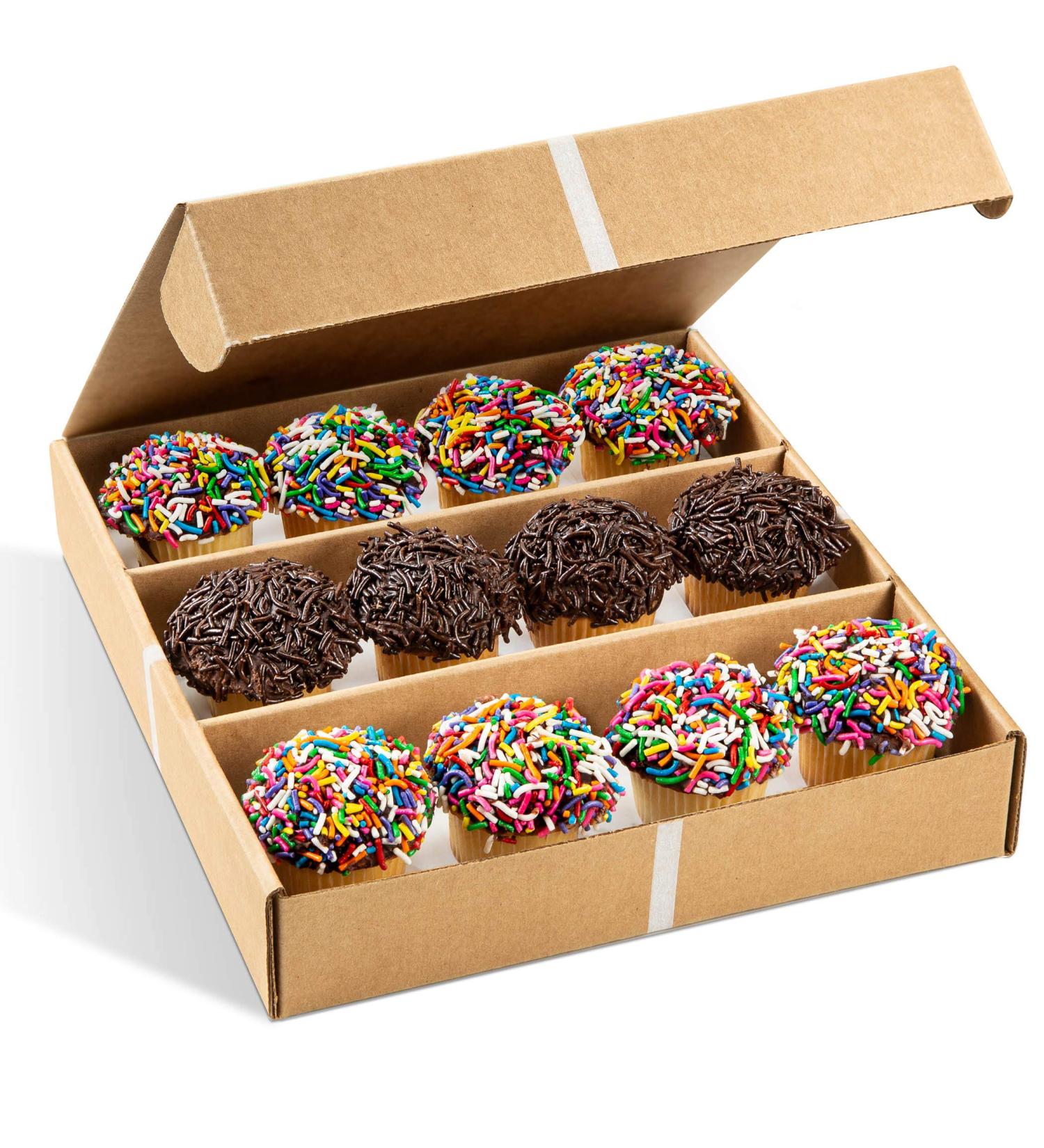 Cupcake Gift Basket - 12 Individually Wrapped Mini Sprinkle Cupcakes | Freshly Baked | Ideal Corporate, Birthday, Get Well, Holiday, Hanukkah, Sympathy Gift | Prime Delivery - Sterns Bakery - Buy Online on GoSupps.com