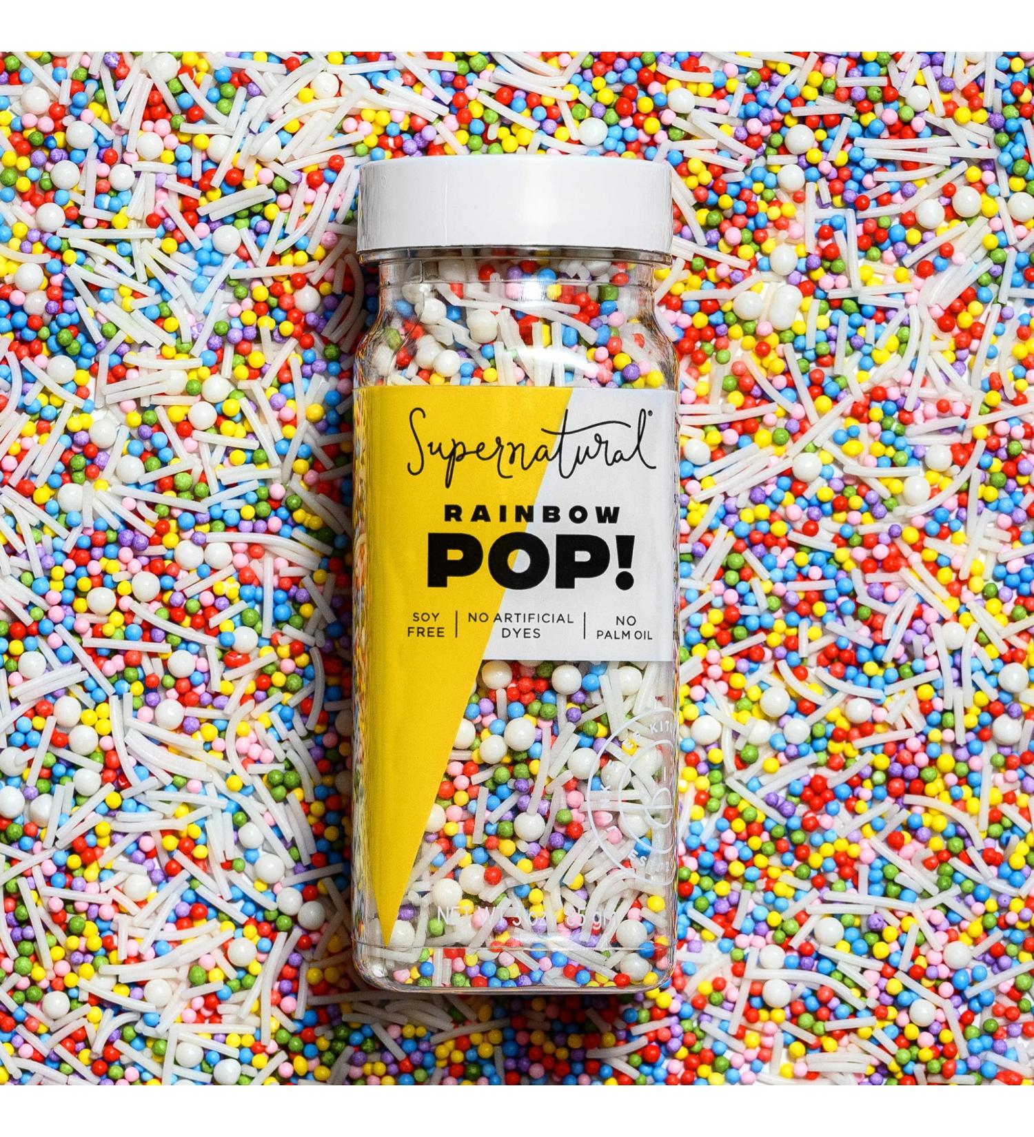 Rainbow Pop! Natural Nonpareil Sprinkles by Supernatural  No Artificial Dyes  Soy Free  Gluten Free  Vegan  3oz - Buy Online on GoSupps.com