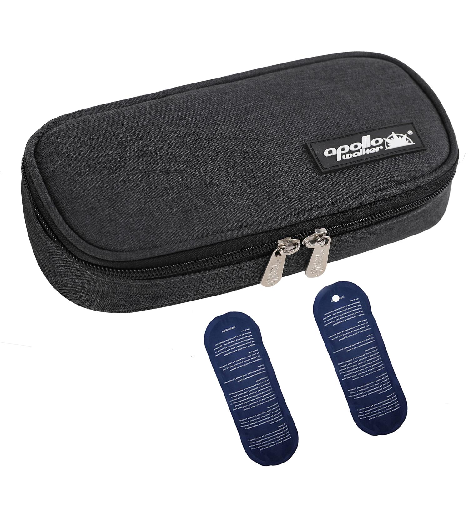 Apollowalker Insulin Cooler Bag for Diabetes - Black | Keep Medications Safe & Cool - Perfect for Syringes & Injections - Buy Online on GoSupps.com