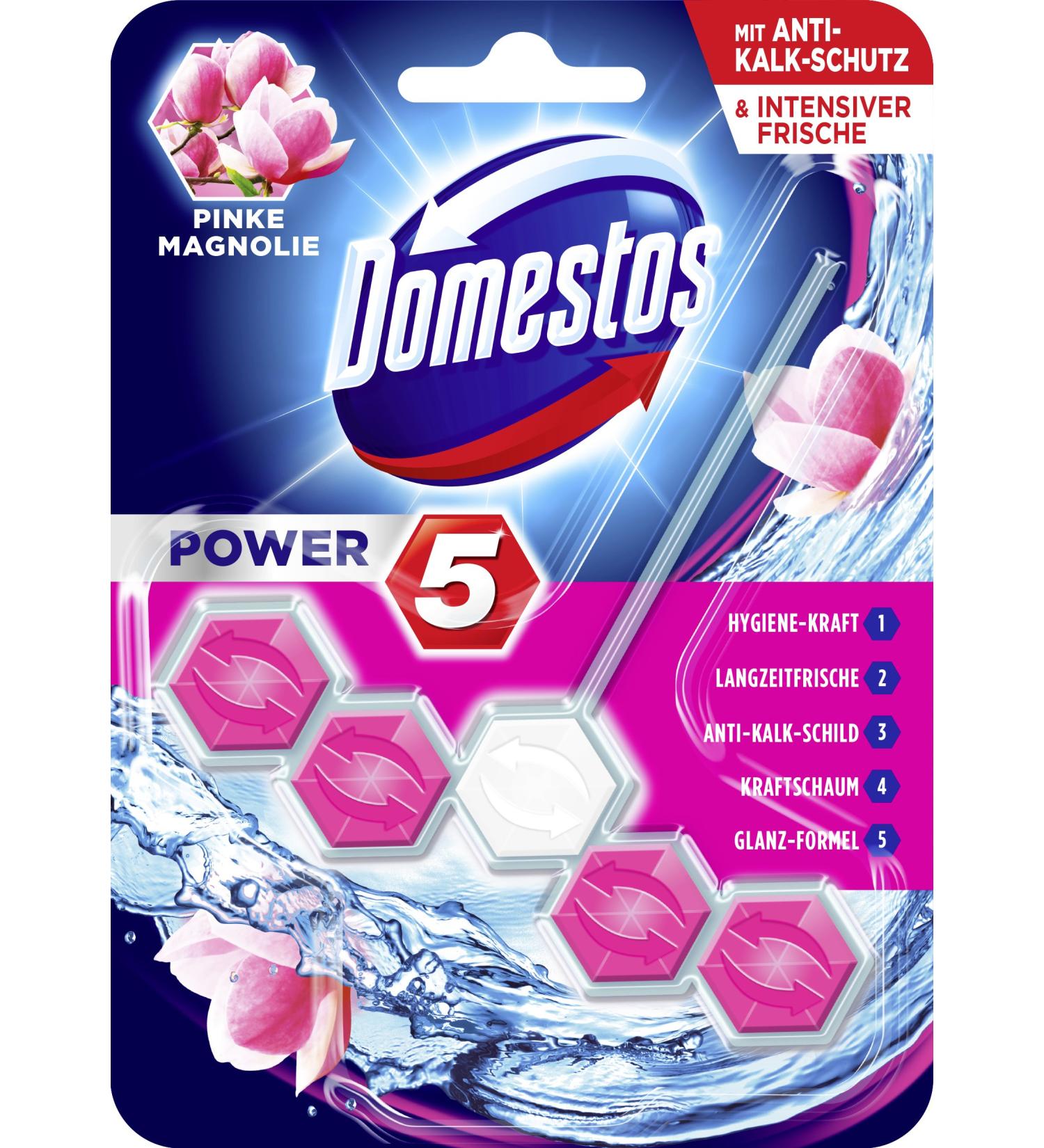 Domestos Toilet Power Brick 5 Pink Magnolia 55 ml - Buy Online on GoSupps.com