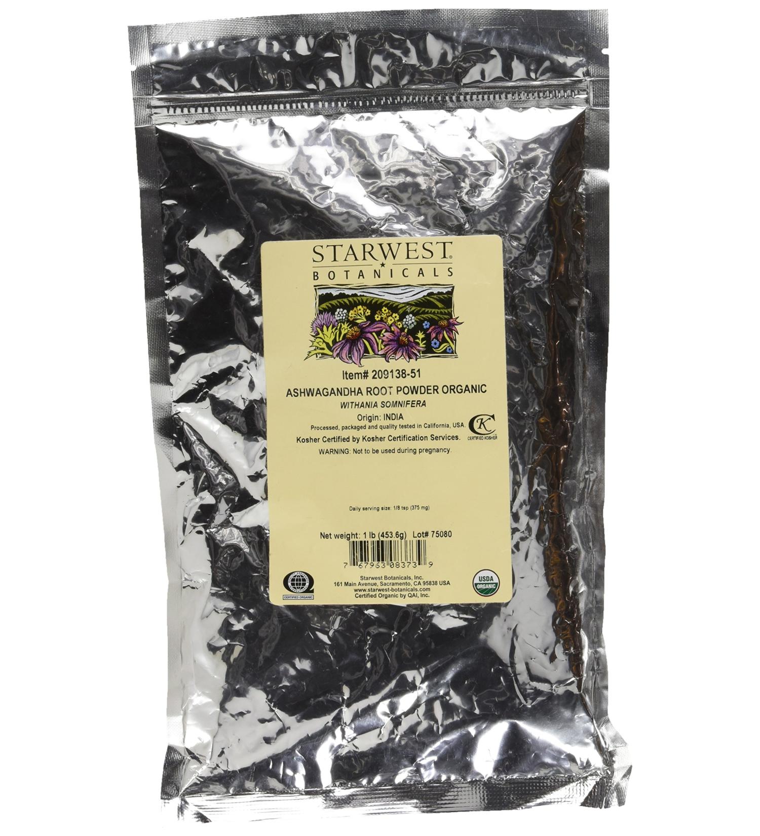 Starwest Botanicals Organic Ashwagandha Root Powder 1 lbs (453.6 g)