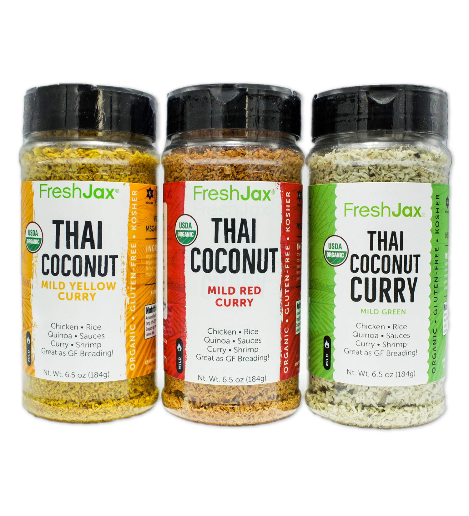 FreshJax Gourmet Thai Coconut Curry Yellow Red Green 6.5 oz (3 Pack) - Buy Online on GoSupps.com