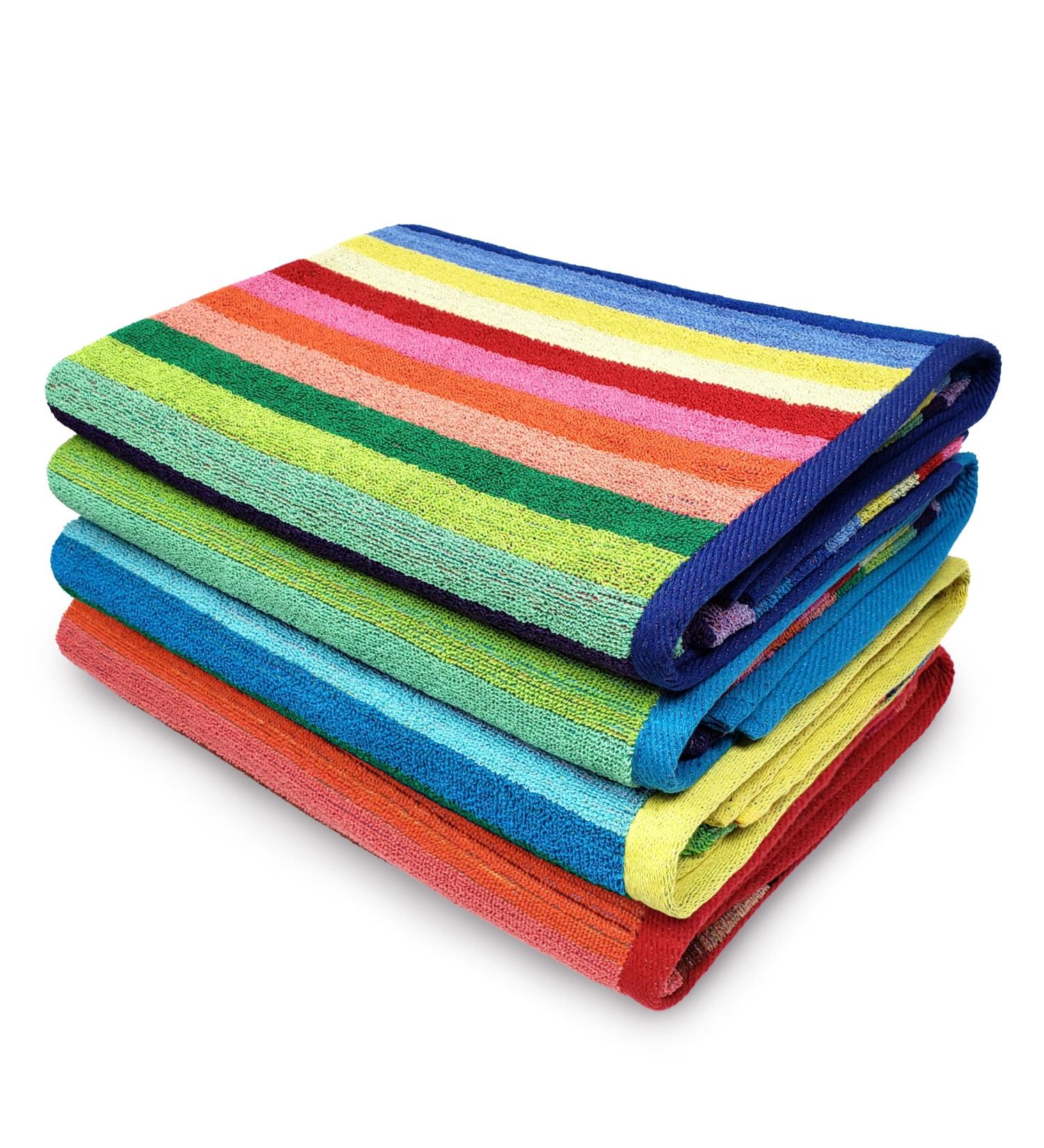 Ben Kaufman Colored Classic Multi-Color Stripe Beach Towel - Large Cotton - 30 x 60 - 4 Pack - Buy Online on GoSupps.com