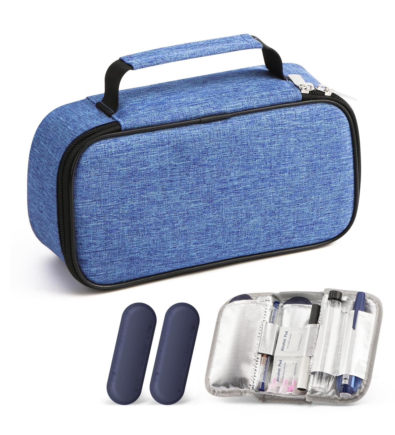 Gelozid Insulin Cooler Travel Case | Insulated Diabetic Medication Organizer Bag with Ice Packs - Blue - Buy Online on GoSupps.com