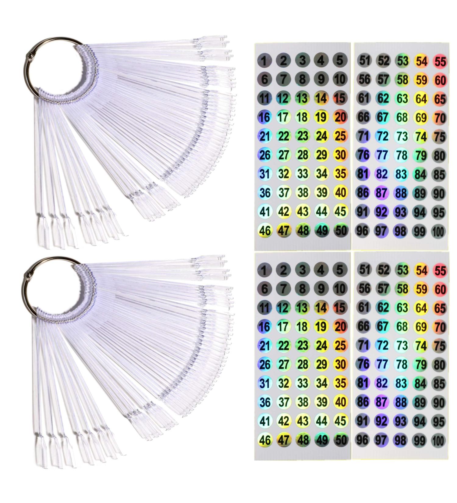 WORKIRO 100-Piece Nail Display Set with Ring & Number Stickers Transparent Almond Nail Tips for Art & Color Presentation - Buy Online on GoSupps.com