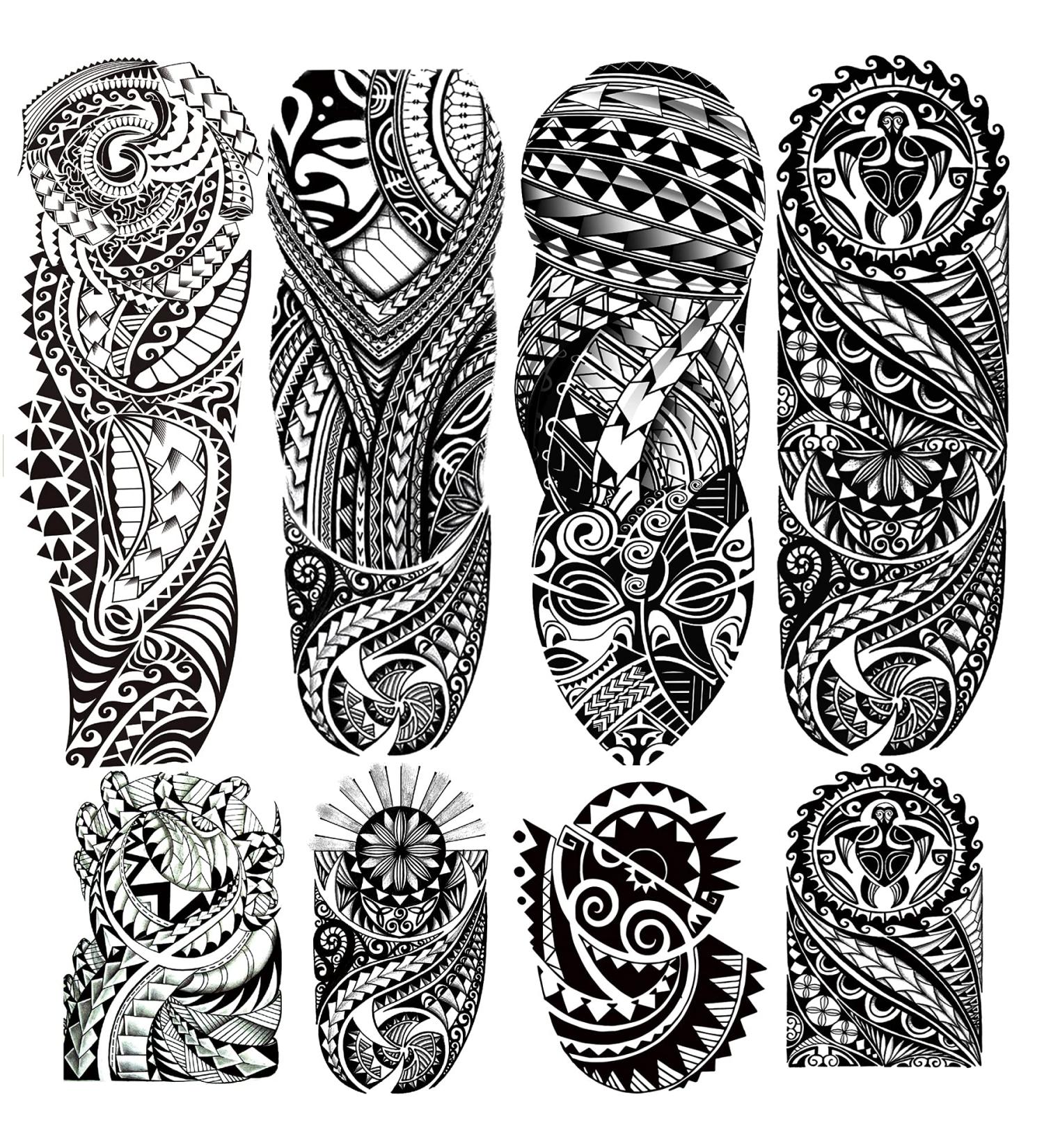 Totem Temporary Tattoo Stickers  4-Sheet Large Full Arm Tribal Totem Sleeve Tattoos and 4-Sheet Fake Half Arm Maori Tattoos for Men Women Makeup