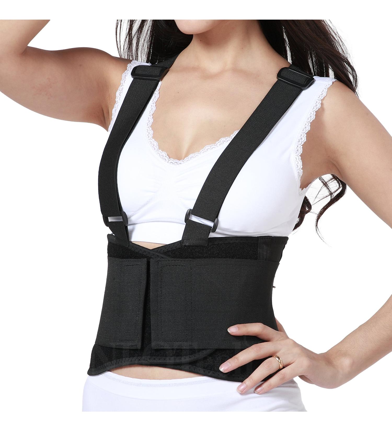 Women's XL Black Lumbar Support Belt with Suspenders - Ultimate Comfort & Pain Relief for All-Day Wear - Buy Online on GoSupps.com