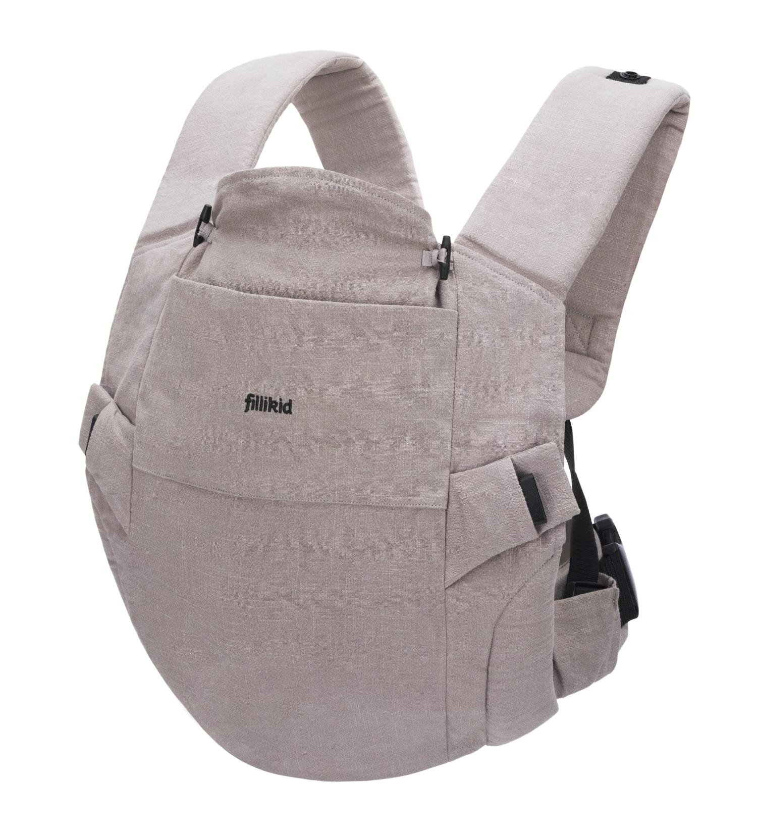Fillikid Baby Carrier Natural - Cotton & Nettle Fiber Multi-Functional Belly & Back Carrier for Babies 3.5 kg+ Gray - Buy Online on GoSupps.com