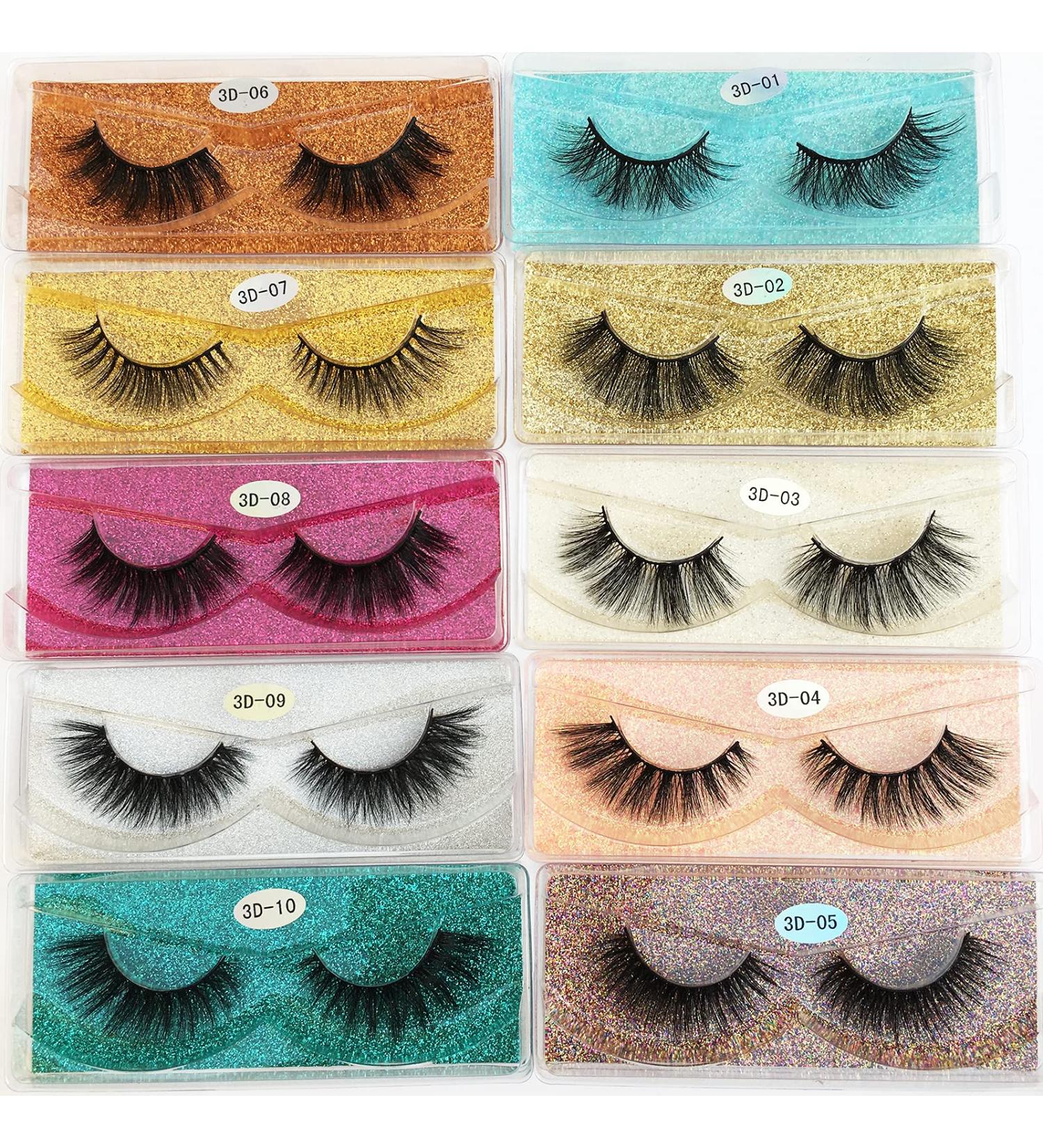 Fales 3D Faux Mink Lashes Wholesale - 50 Pairs Fluffy Long Thick Styles | Mixed Bulk Fake Eyelashes with Glitter Boxes - Buy Online on GoSupps.com