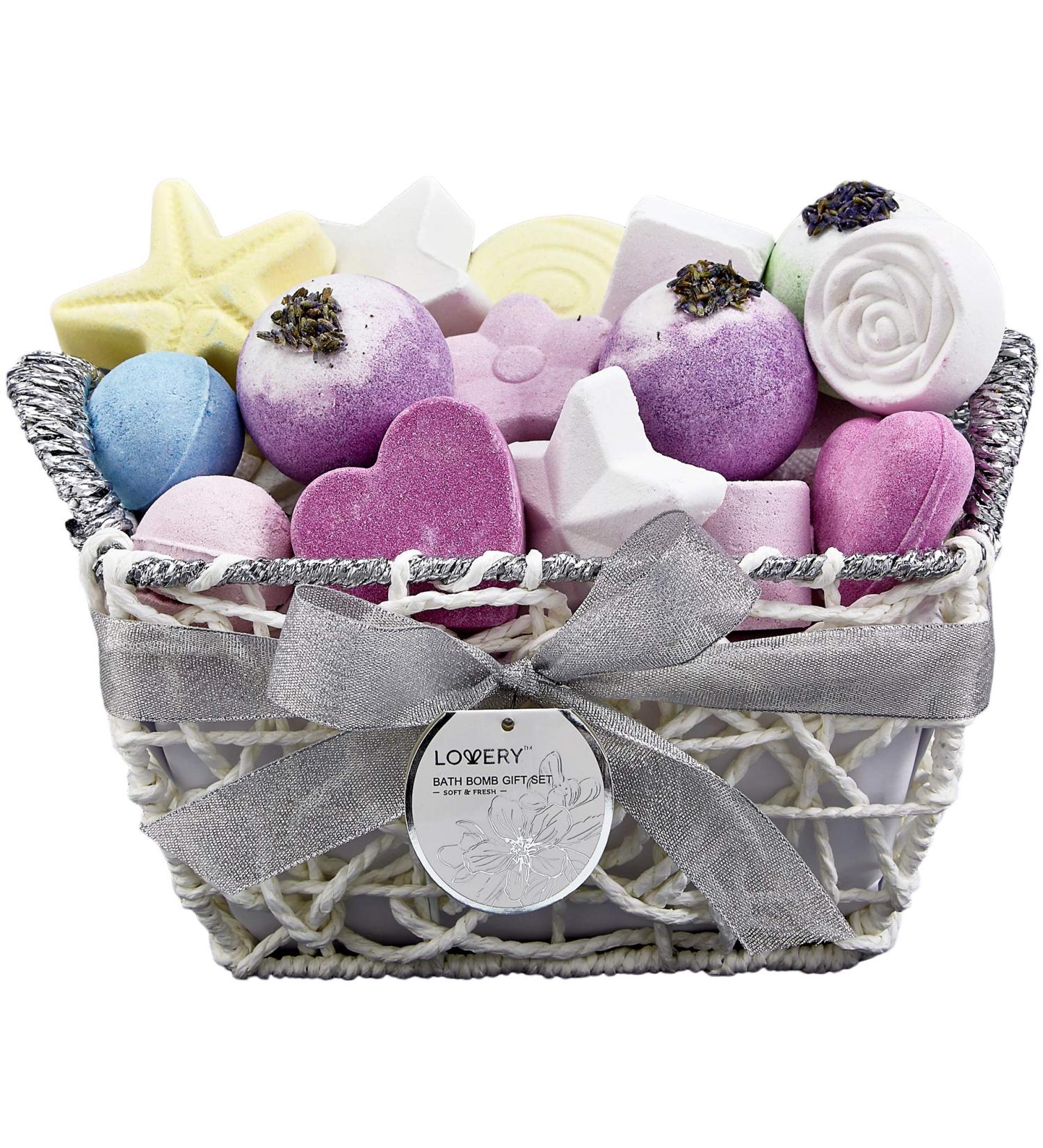 Fathers Day Bath Bomb Gift Set for Women - 17 Assorted Color & Scent Bath Fizzies in Handcrafted Basket - Shea & Coco Butter Infused Spa Collection - Buy Online on GoSupps.com