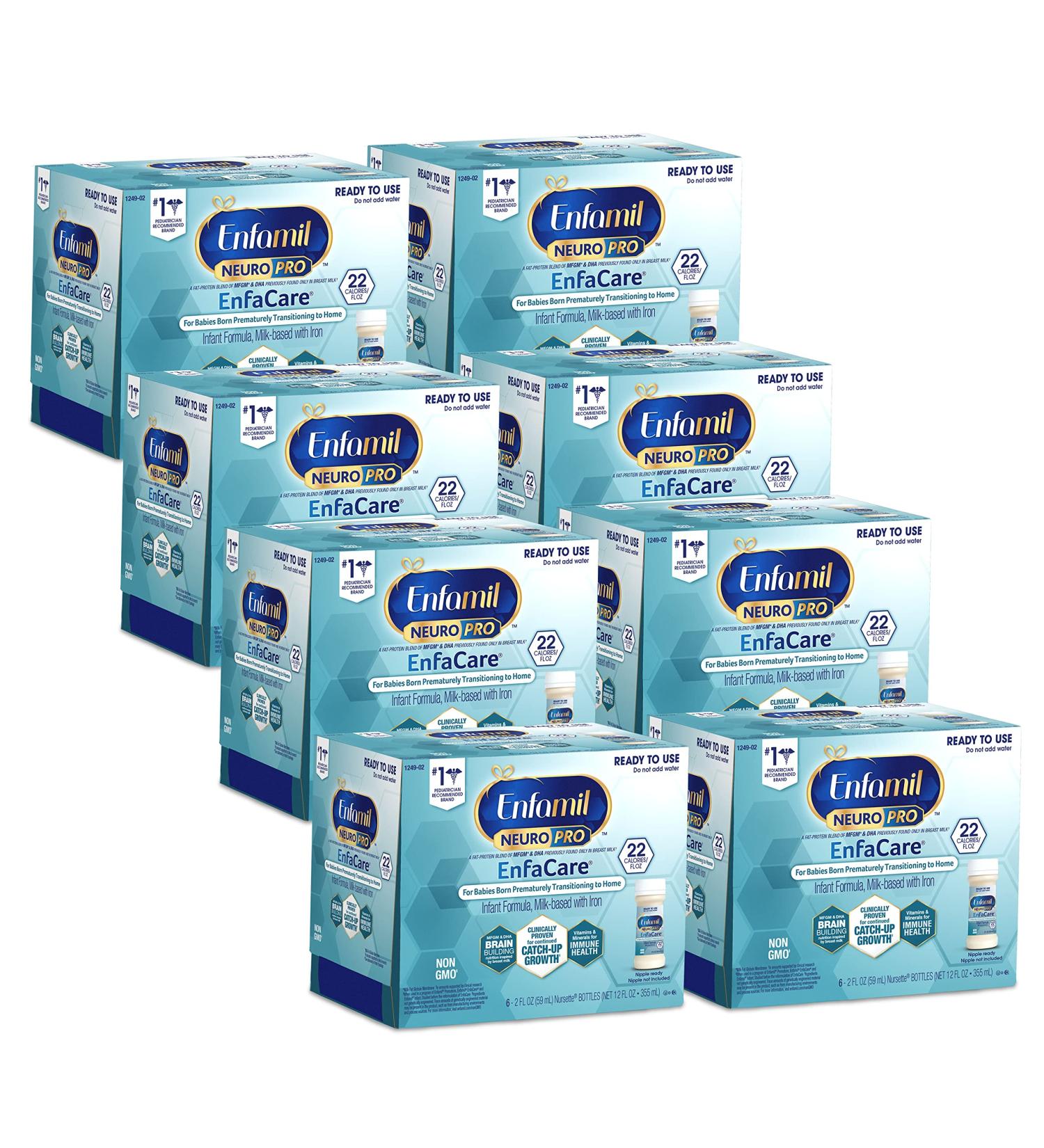 Enfamil NeuroPro EnfaCare Premature Baby Formula Milk | Ready to Use Bottles | MFGM Omega 3 DHA | 22 CAL | Immune Support & Brain Development | 6 Count (Pack of 8) - Buy Online on GoSupps.com