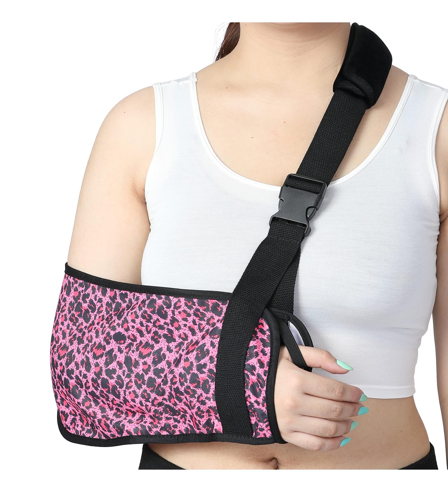 Leopard Arm Sling for Shoulder & Elbow Injury - Support Brace for Adults & Teens - Red Leopard Print - Buy Online on GoSupps.com