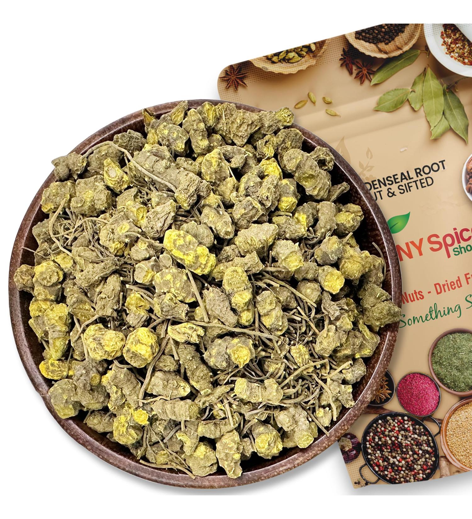 NY Spice Shop Goldenseal Root Herb Cut & Sifted - 1 Ounce Hydrastis Canadensis - Natural Cut & Sifted Herbal Supplement Wild Crafted Goldenseal - Sourced from Golden Seal Root Goldenseal Root Cut & Sifted 1 Ounce (Pack of 1) - Buy Online on GoSupps.com