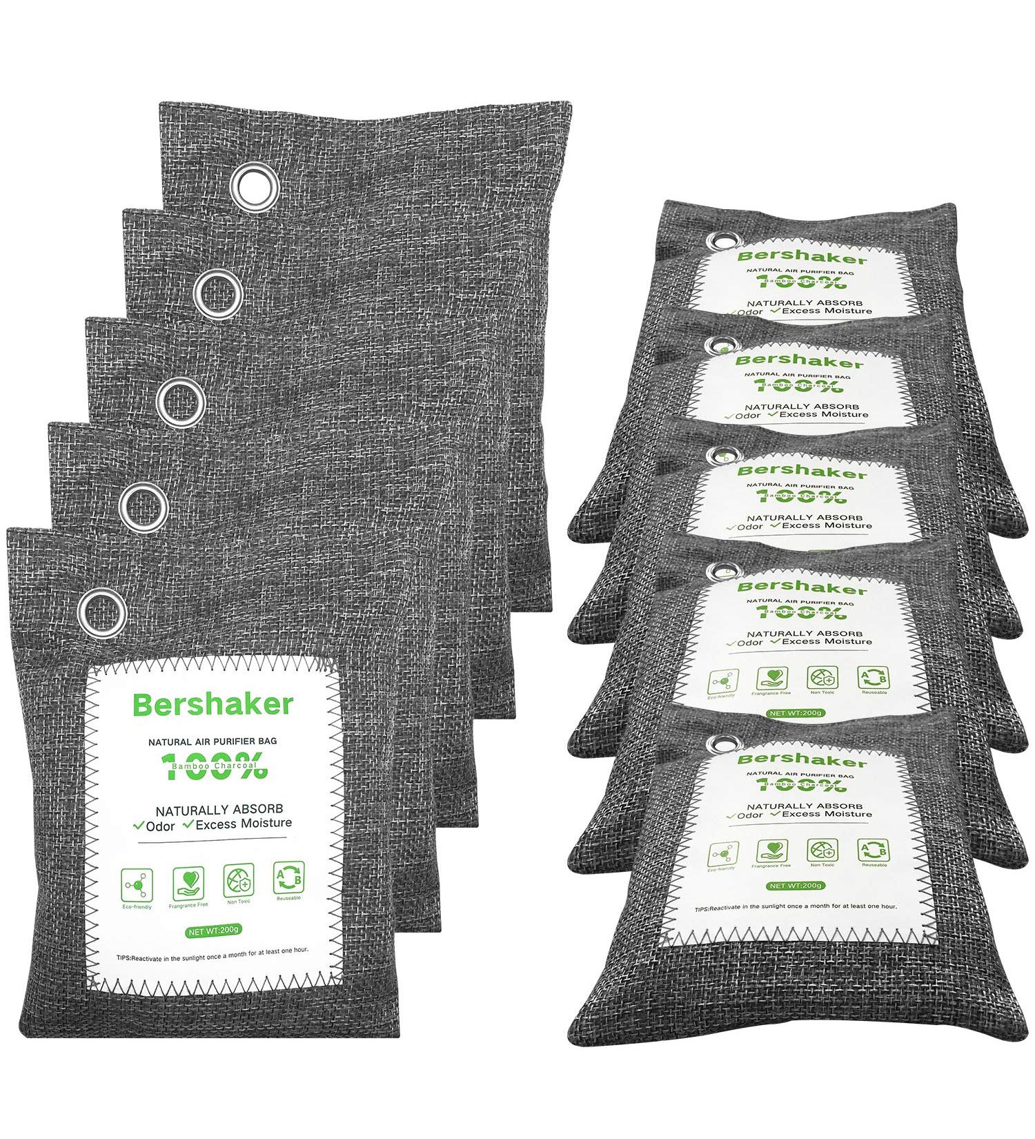 10-Pack Bamboo Charcoal Air Purifying Bags - Activated Charcoal Odor Eliminator for Home, Car, Closet - Breathe Green Charcoal Bags - Natural Air Freshener - Buy Online on GoSupps.com