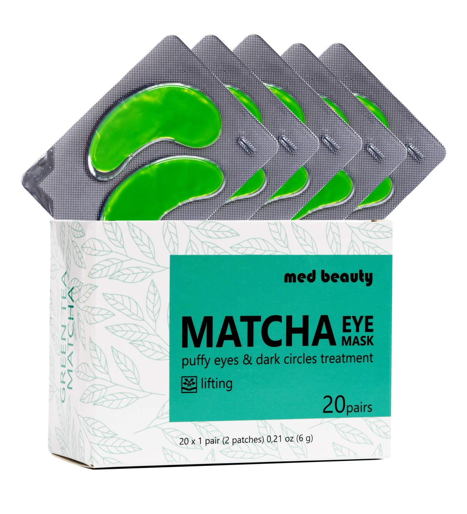 Matcha Green Tea Under Eye Patches - 20 Pairs (40 pcs) for Dark Circles & Puffiness with Lifting Effect by Medbeauty - Buy Online on GoSupps.com