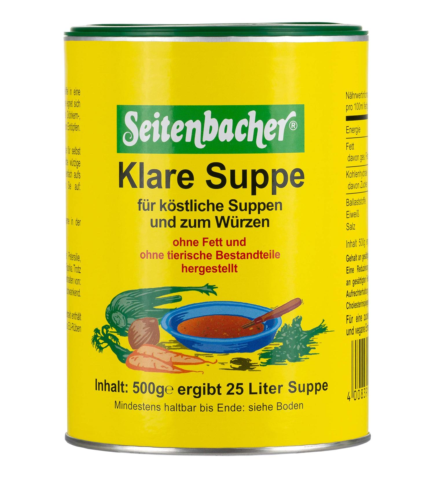 Seitenbacher Clear Soup Vegetable Broth - Vegan Gluten-Free Lactose-Free Fat-Free (500g) - Buy Online on GoSupps.com