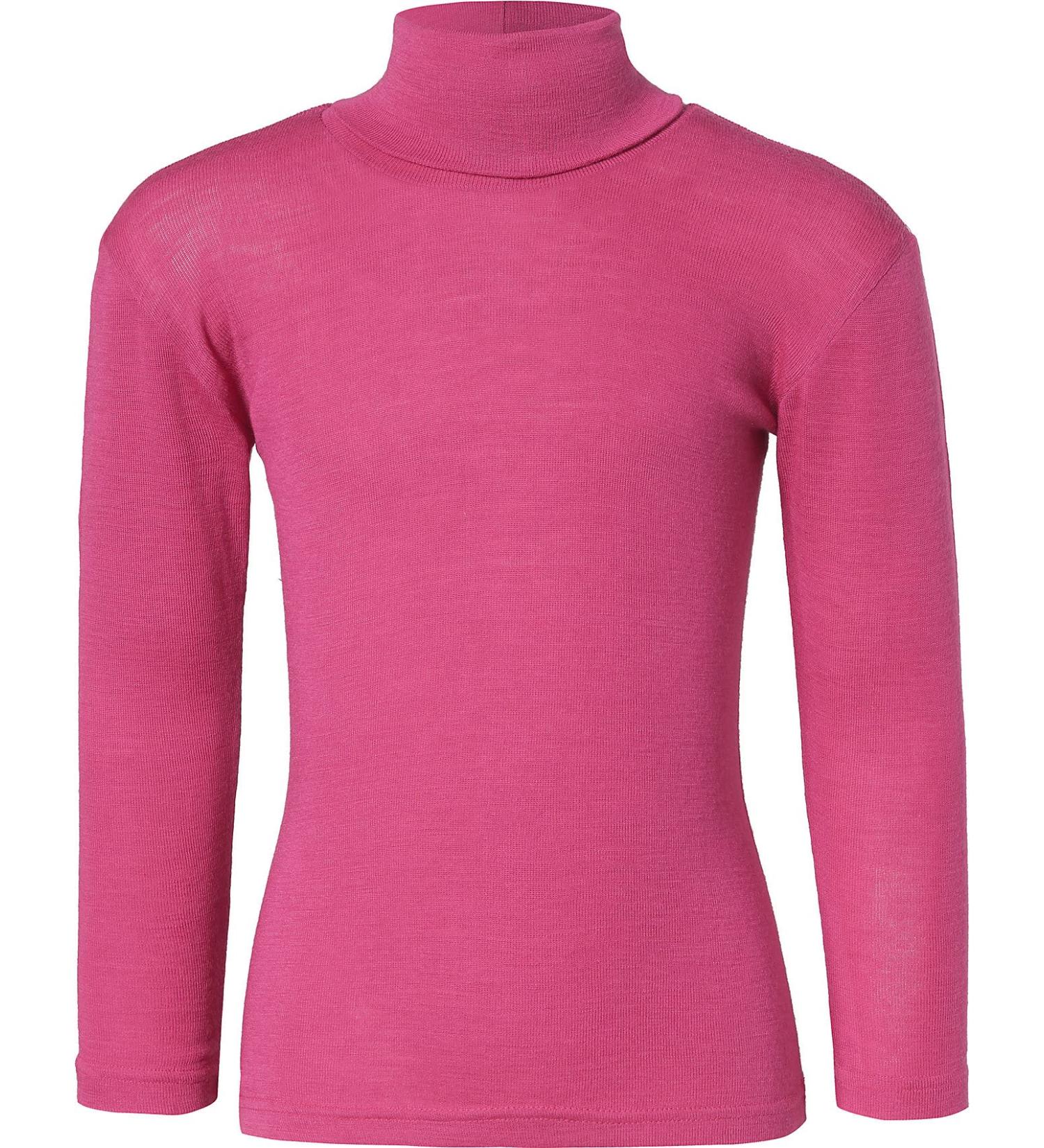 Engel Merino Wool Silk Children Turtleneck T-Shirt 6-8 Years Raspberry