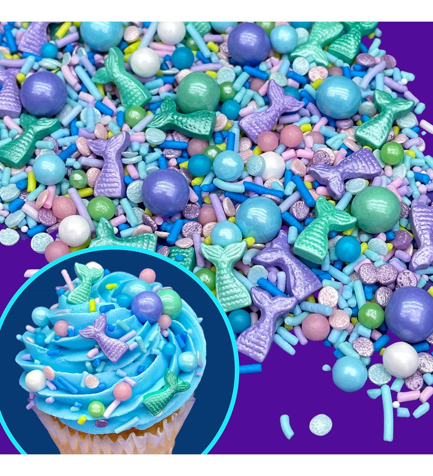 Mermaid Party Sprinkle Mix - Purple Edible Confetti Cake Sprinkles (8 oz) - Buy Online on GoSupps.com