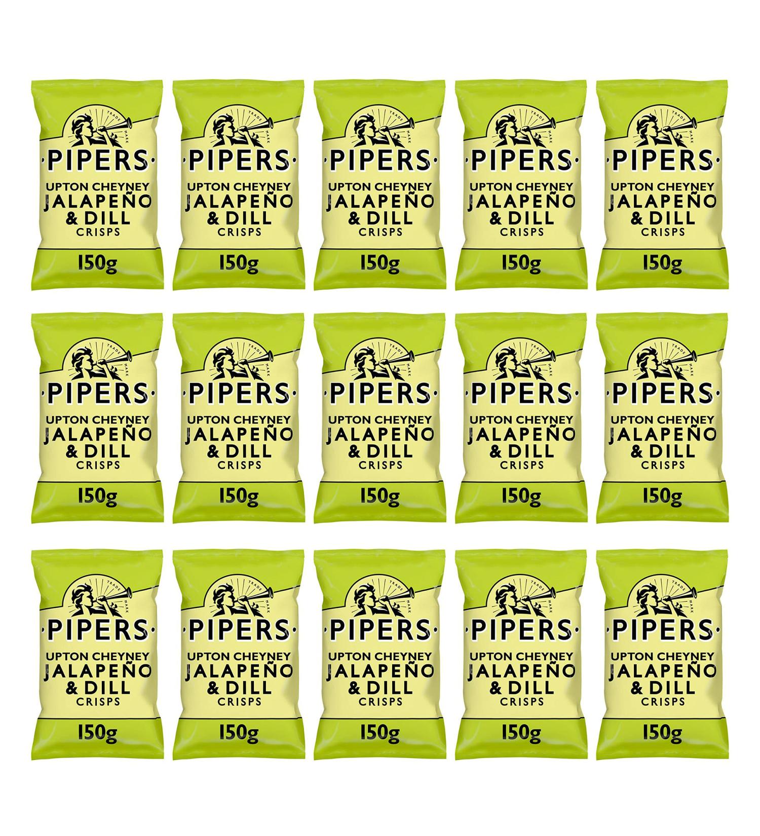 Pipers Pipers Upton Cheney Jalapeno & Dill Crisps Gluten Free 150g (Pack of 15)