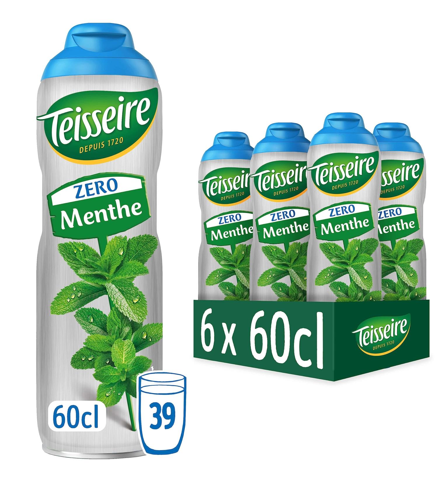 Teisseire Zero Sugar Spearmint Syrup for Refreshing Drink Cocktails Bottle 6x60cl - Buy Online on GoSupps.com
