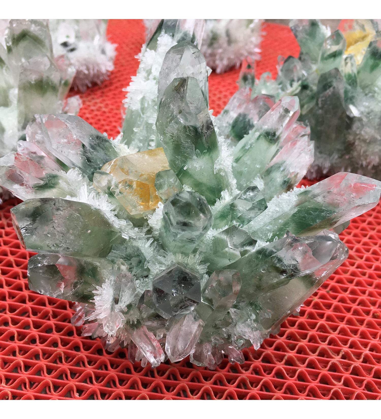 Home Decoration Natural Green Ghost Phantom Quartz Crystal Cluster Healing Specimen Chakra Stones Crystal Cluster - Buy Online on GoSupps.com