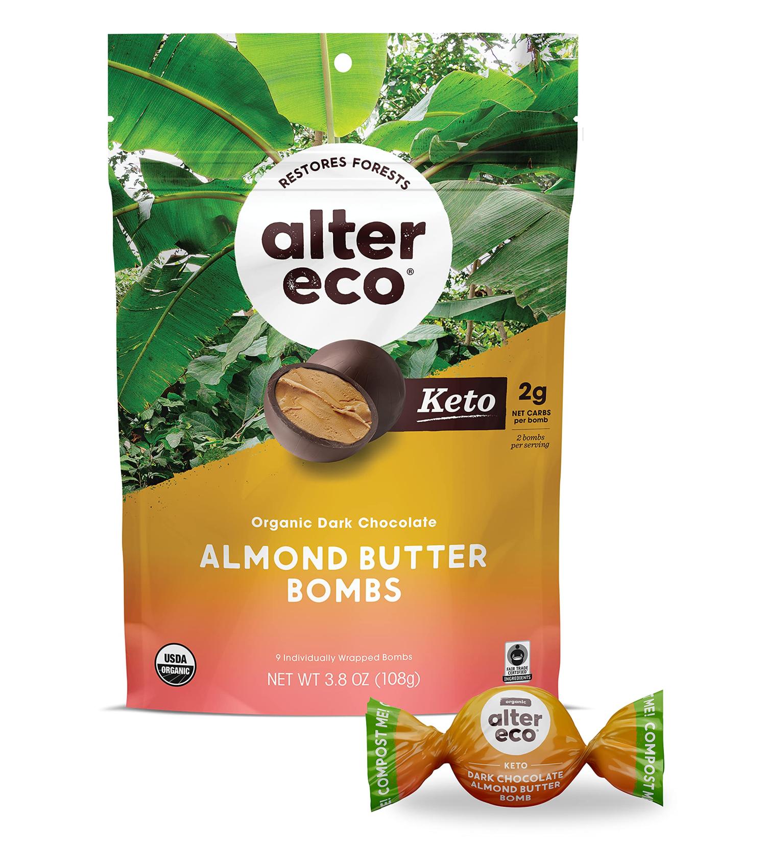 Alter Eco Organic Dark Chocolate Almond Butter Bombs 3.8 oz - Guilt-Free Snack - Buy Online on GoSupps.com