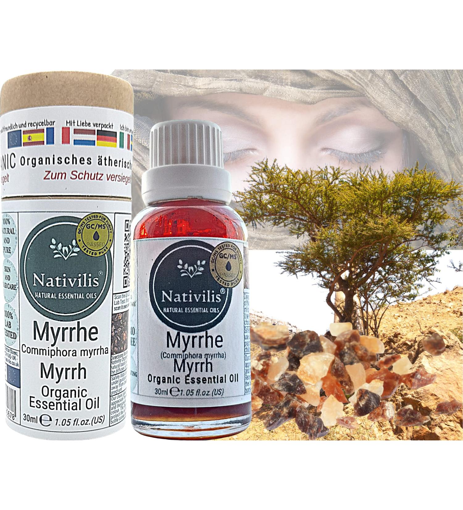 Buy Nativilis Essential Bio-Myrrh Oil - Powerful Antioxidant for Anti-Aging Wound Care Athlete's Foot & Cracked Skin - Copaiba Aromatherapy - Buy Online on GoSupps.com