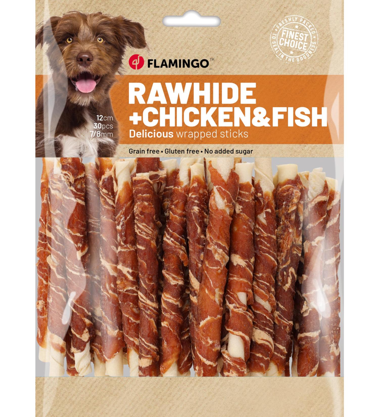FLAMINGO R'HIDE STICK WITH CHICKEN AND COD 7/8MM 12CM 30PCS 350GR