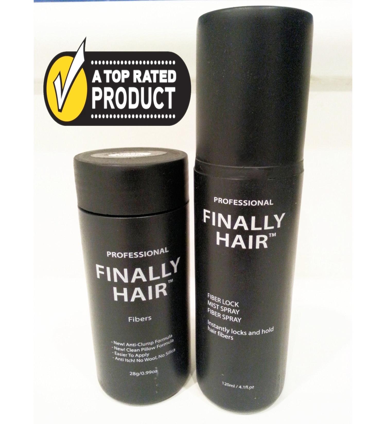 Dark Brown Hair Filler Fibers 28g Bottle & Fiber Lock Hair Spray 120ml - Hair Building & Thickening Concealer - 2 Shades Available - Buy Online on GoSupps.com