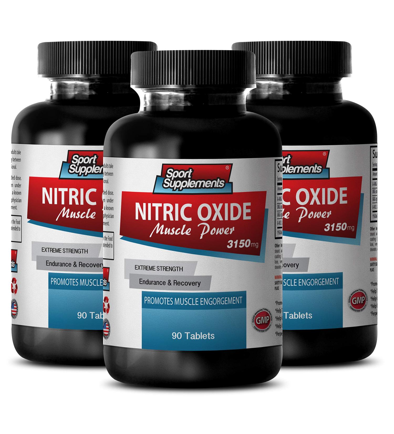Nitric Oxide Dietary Supplement - Nitric Oxide Muscle Power 3150mg - Build Muscle Mass Nitric Oxide Supplement Nitric Oxide Nitric Oxide Booster Nitric Oxide Booster for Men - 3 Bot 270 Tablets