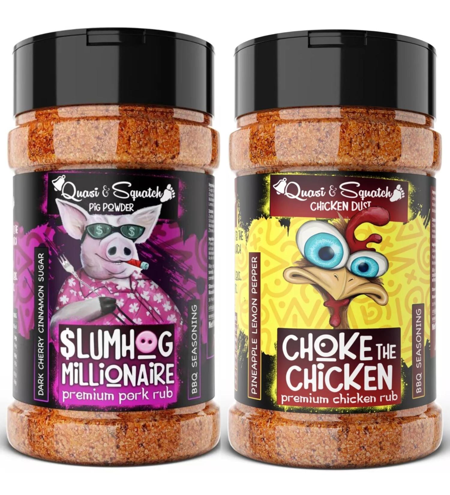  Quasi & Squatch Quasi & Squatch BBQ Bottles - SlumHog Millionaire (Pork Rub) & Chicken Rub | BBQ Seasoning - Two Large BBQ Bottles 440g - Buy Online on GoSupps.com