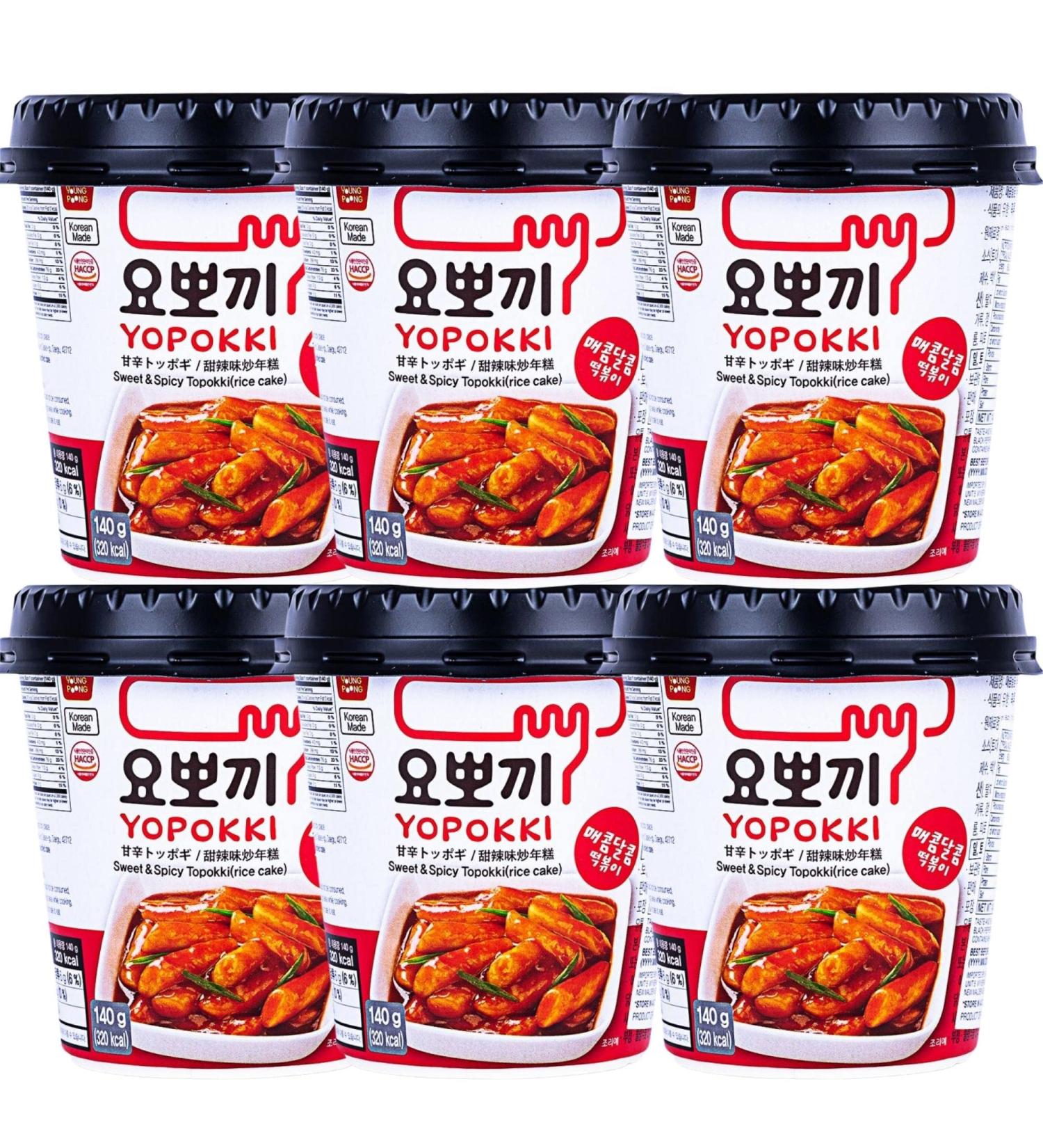 Young Poong Yopokki Sweet & Spicy Tteokbokki Cup 140g I Korean Topokki Instant Retort Rice Cake Snack (Pack of 6) - Buy Online on GoSupps.com