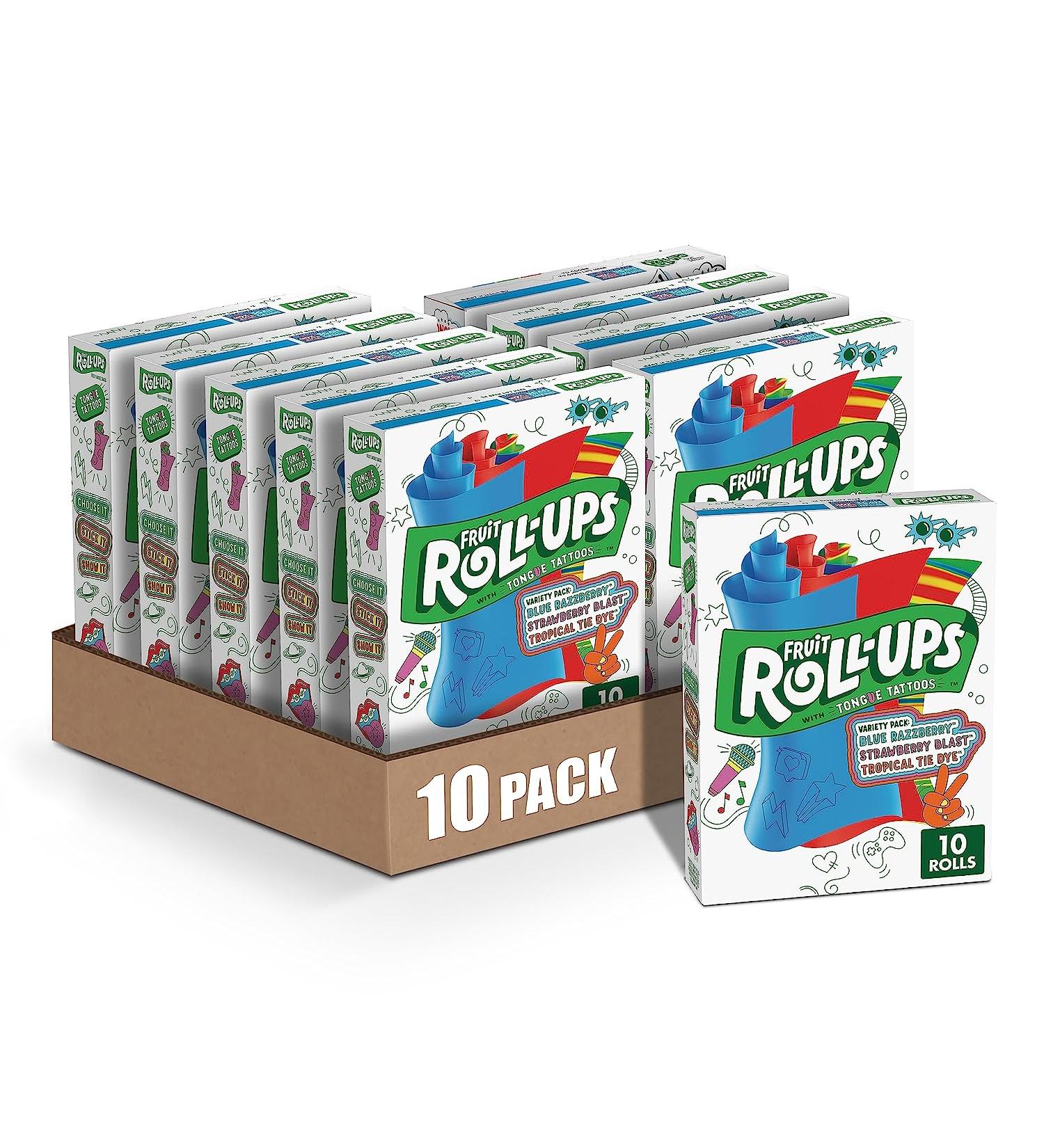 Fruit Roll-Ups Variety Pack - 100 Pouches, 10 ct per Pack - Buy Online on GoSupps.com