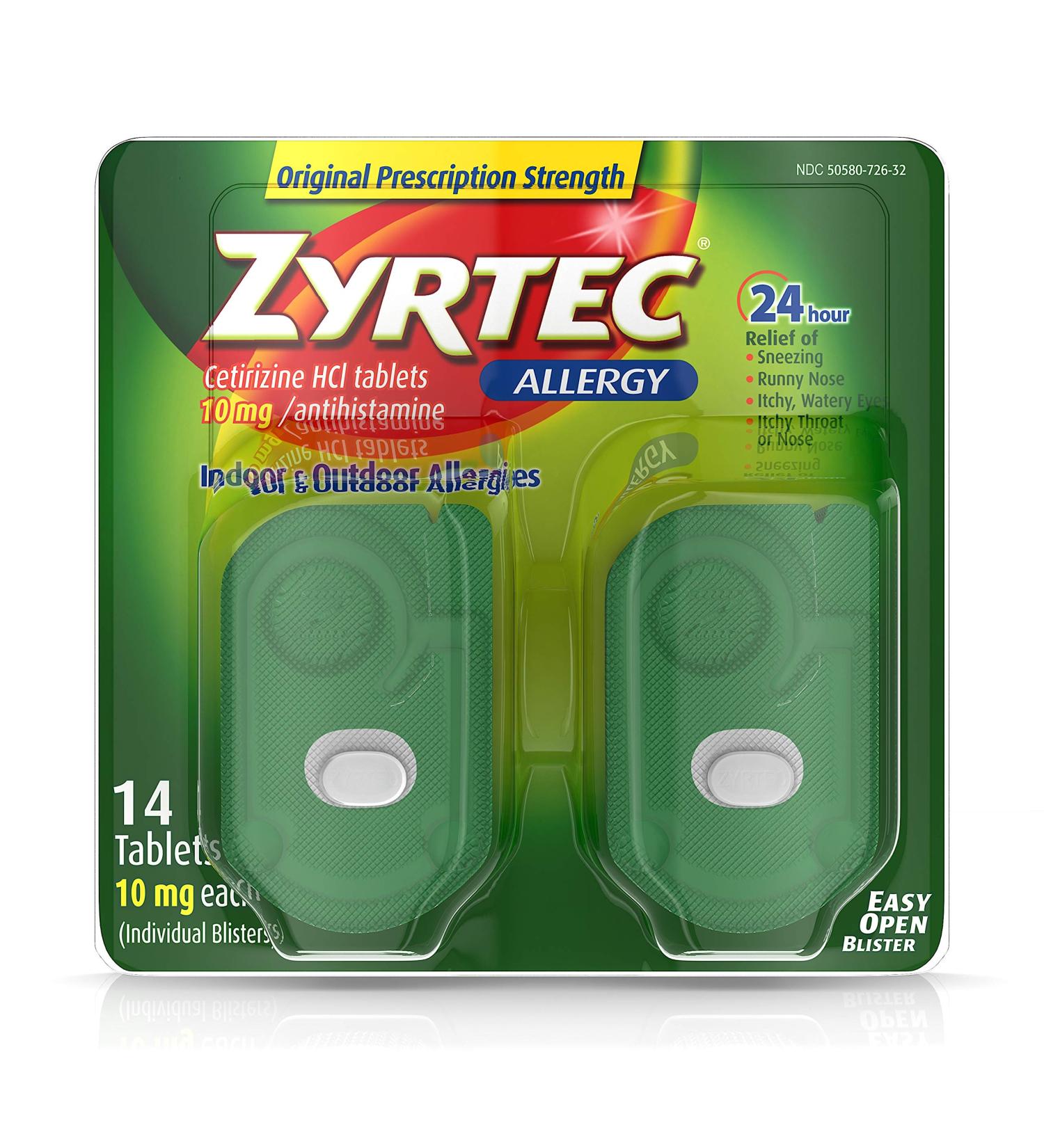 Zyrtec 24 Hour Allergy Relief Tablets 10mg - 14 ct - Buy Online on GoSupps.com