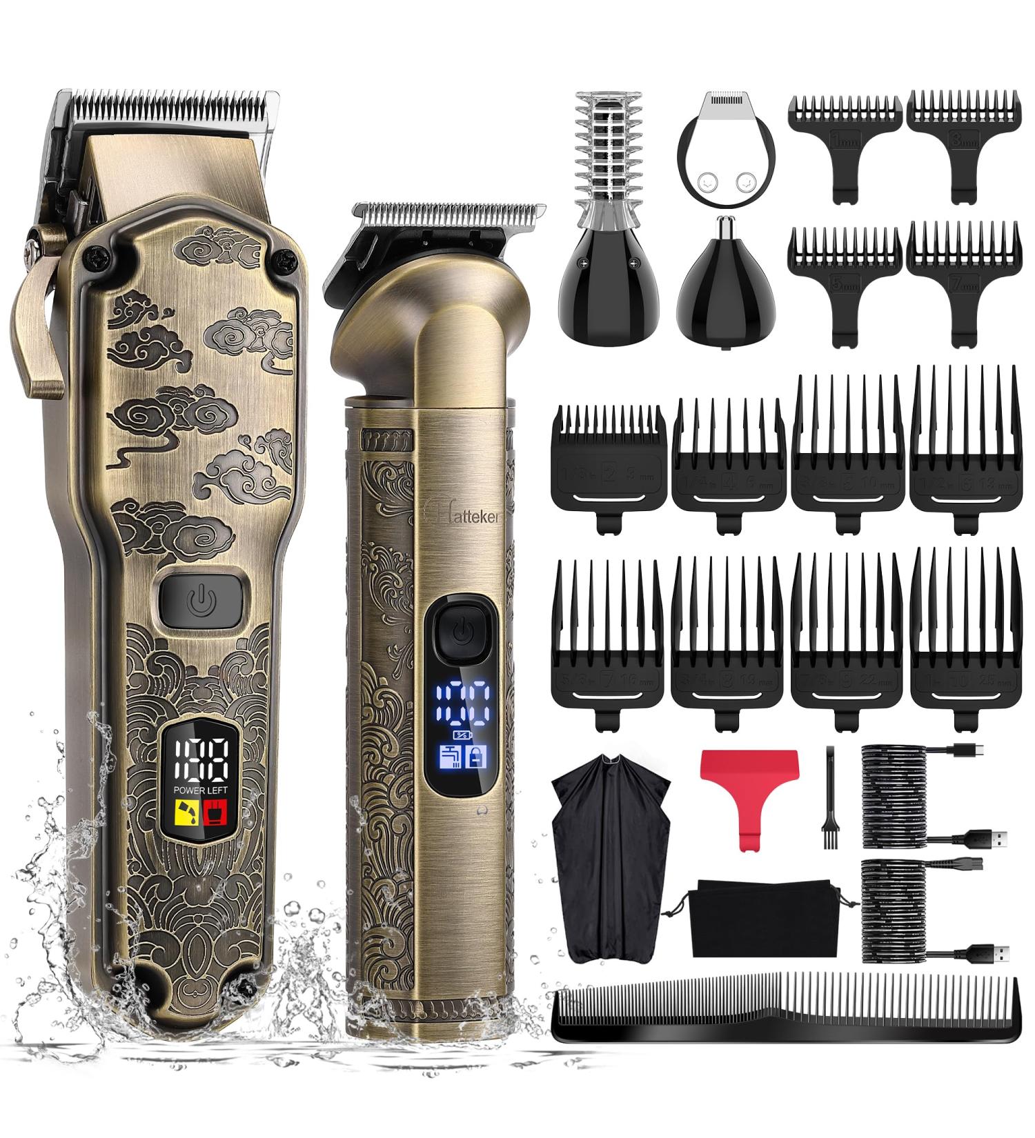 Hatteker Professional Hair Clippers for Men - Cordless Grooming Kit with Waterproof T-Blade Trimmer for Beard, Nose, and Body Hair - Barber Clippers and Trimmer Set - Buy Online on GoSupps.com